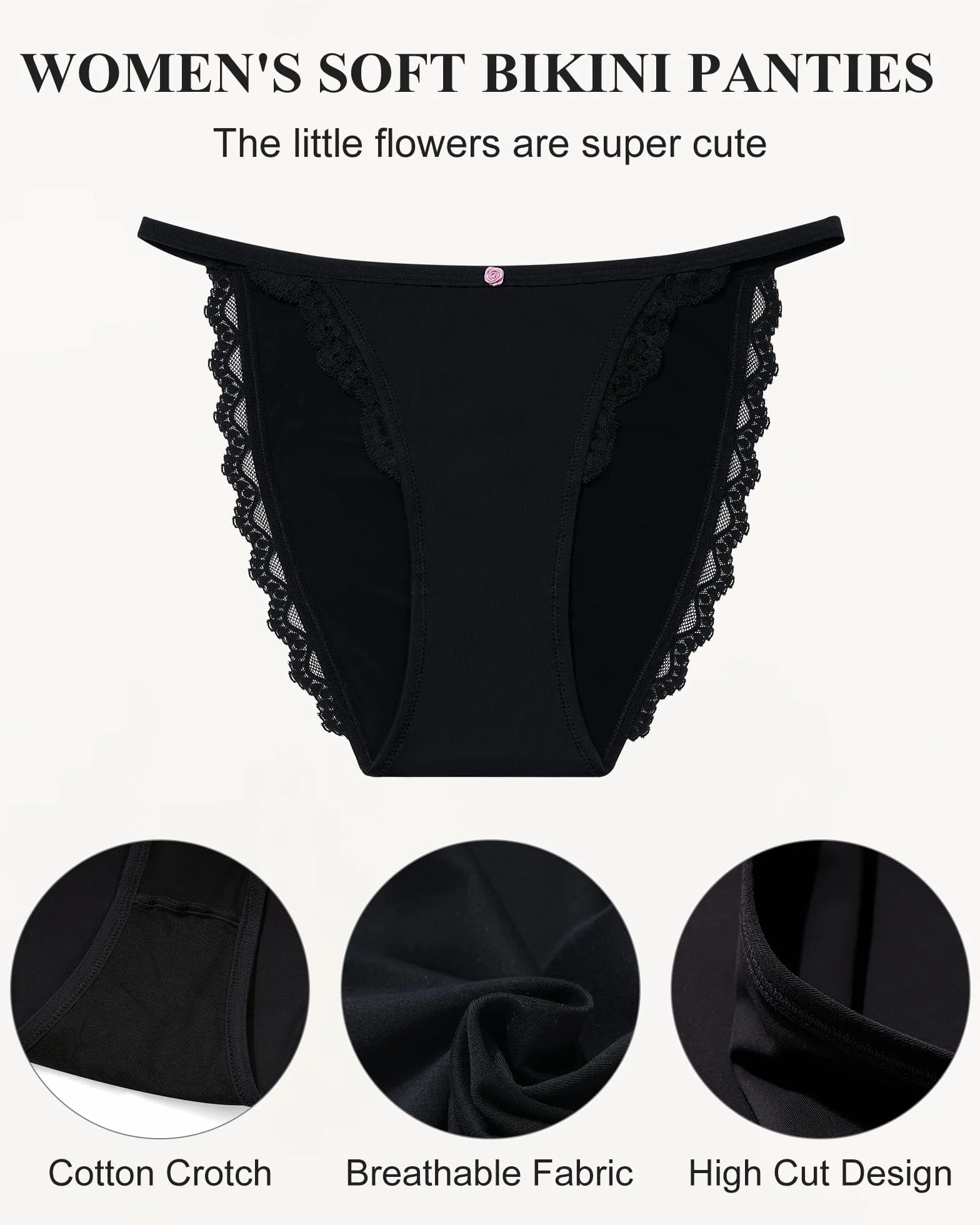 Levao Majtki damskie bawełniane brazylijskie figi koronkowe figi Hipster stringi damskie bezszwowe niewidoczne miękkie i wygodne bikini zestaw 6 sztuk, S-XL