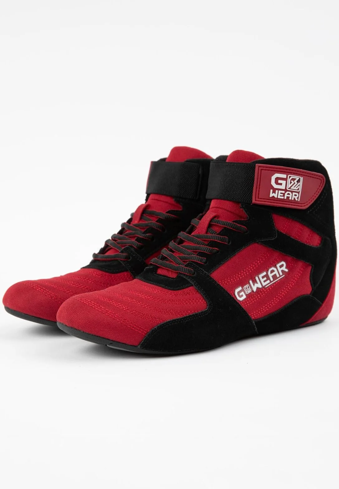 Gorilla Wear Gwear Pro High Tops czerwono-czarne buty do kulturystyki i fitnessu z logo, lekkie, wygodne, idealne na siłownię, sport, trening siłowy