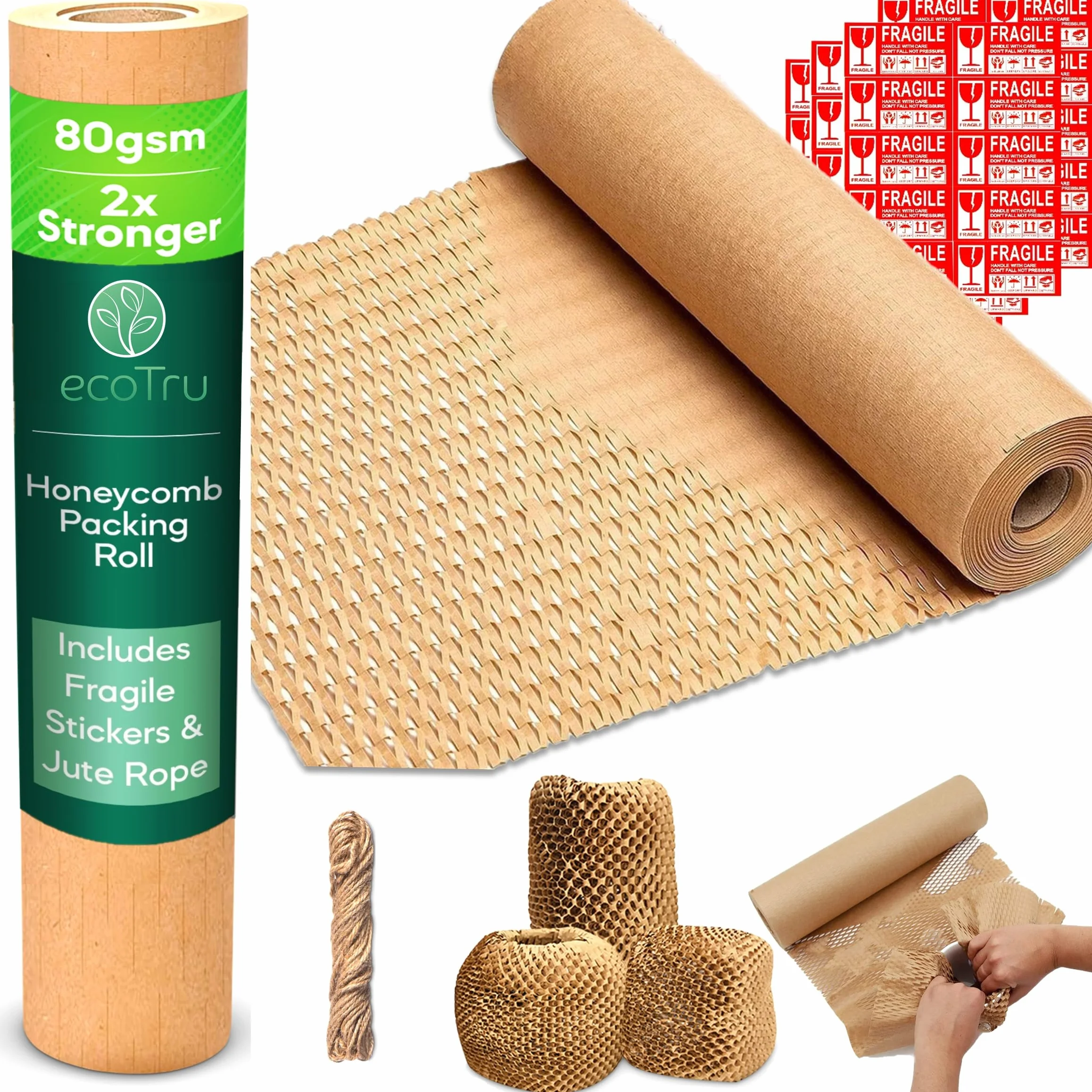 Rolka papieru do pakowania o strukturze plastra miodu, alternatywa dla folii bąbelkowej, do pakowania prezentów, materiały do wysyłki, rolka papieru do pakowania (36cm x 20m)
