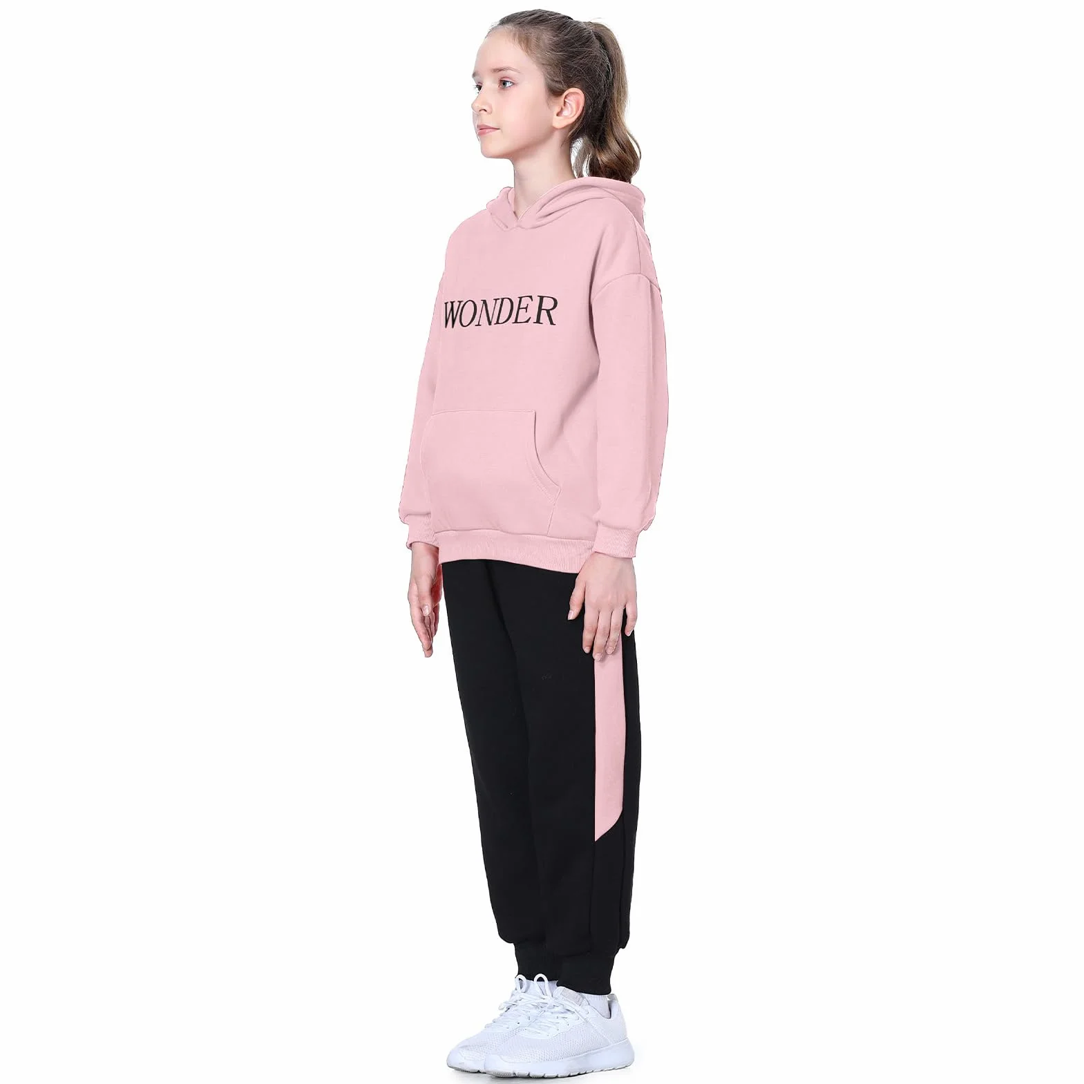 Dres treningowy dla dziewczynek, dres do joggingu, strój sportowy, 2-częściowy zestaw odzieży do joggingu, strój rekreacyjny (bluza + spodnie dresowe), wzór w paski