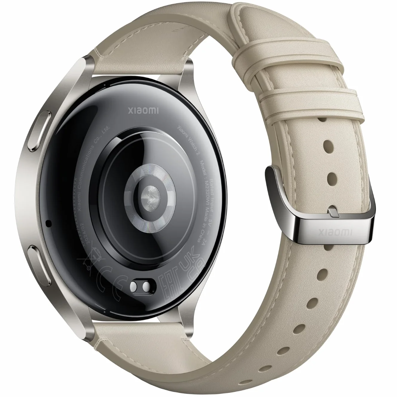 Xiaomi Watch 2 Titan Gray Case z białym skórzanym paskiem