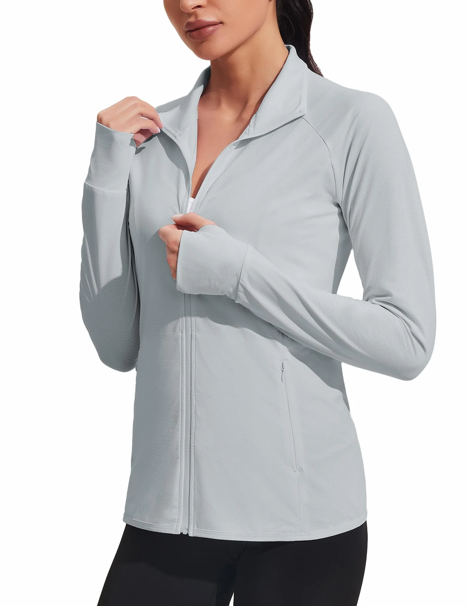 COOrun Chaqueta z czapką przeciwsłoneczną UPF 50+ para mujer, manga szeroka z czapką, rendimiento de senderismo al aire libre