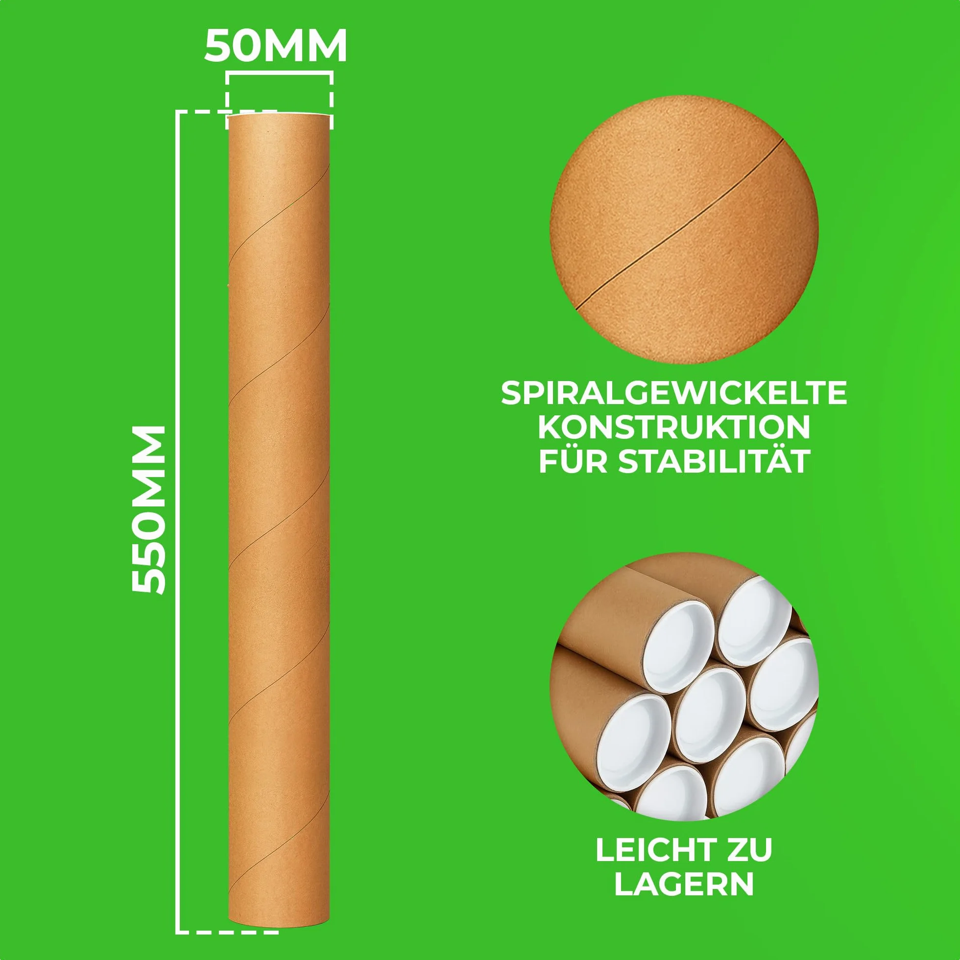 V1 TRADE Rolka wysyłkowa 55 cm, Ø 5 cm, praktyczny materiał opakowania z pokrywkami do rysunków i plakatów – bezpieczne opakowanie do DIN A2