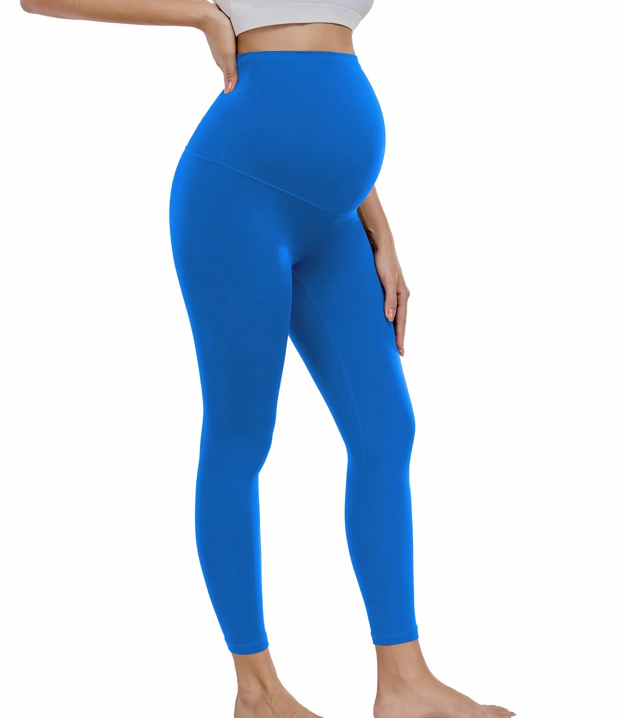 wirarpa Damskie legginsy ciążowe nad brzuchem ciążowe spodnie do jogi maślany trening odzież sportowa 63 cm