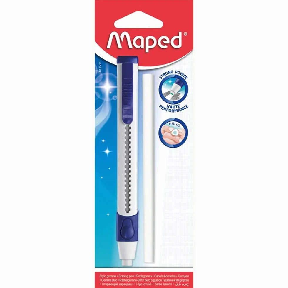 Maped - wydajny, ergonomiczny trójkątny długopis do mazania Technika Ultra Gom-pen – 1 mazak + 1 dodatkowa gumka do ścierania