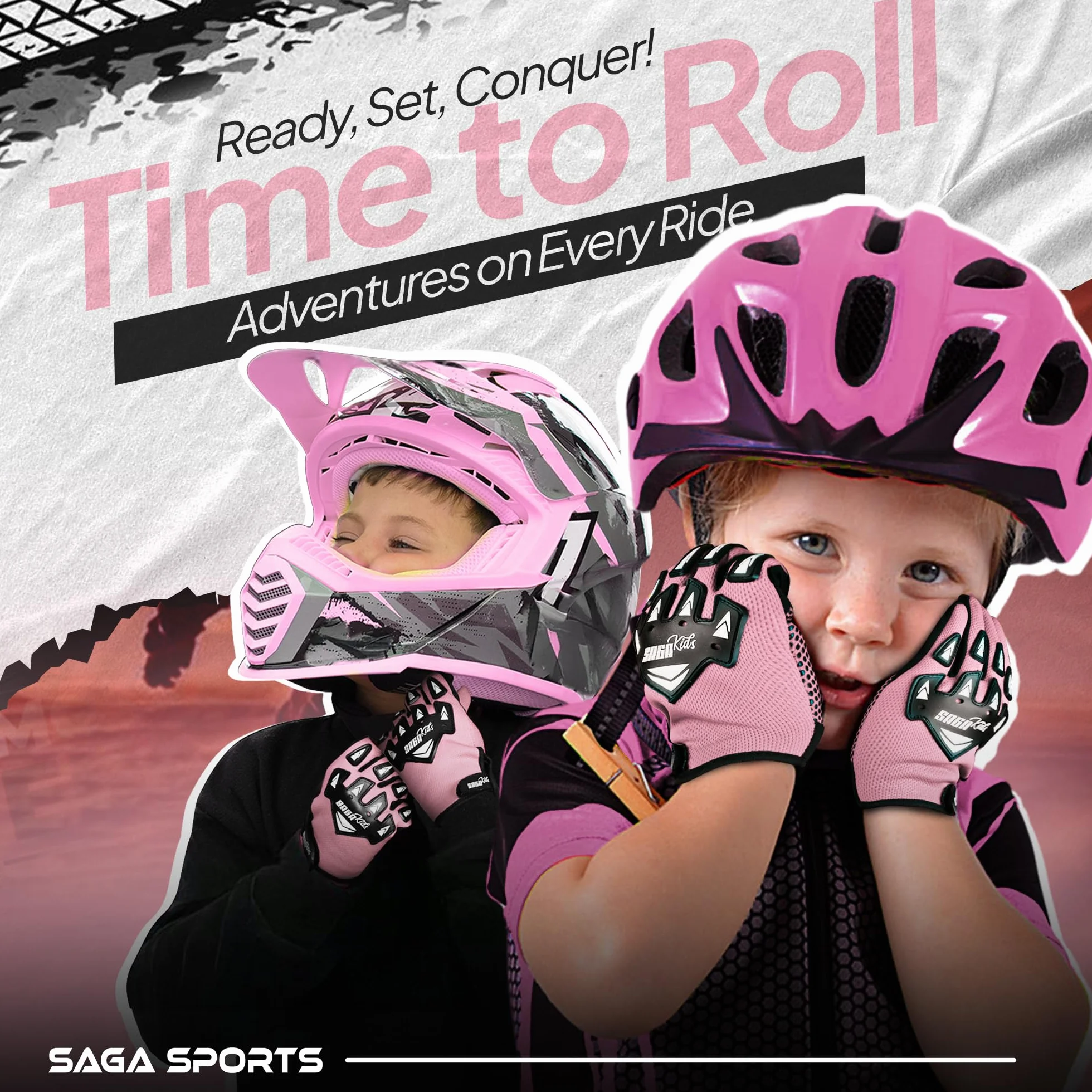 Rękawice rowerowe dla dzieci Trwałe i wygodne rękawice motocrossowe Idealna odzież motocyklowa dla Twojego dziecka (Pink, Large [8-10 Yrs])