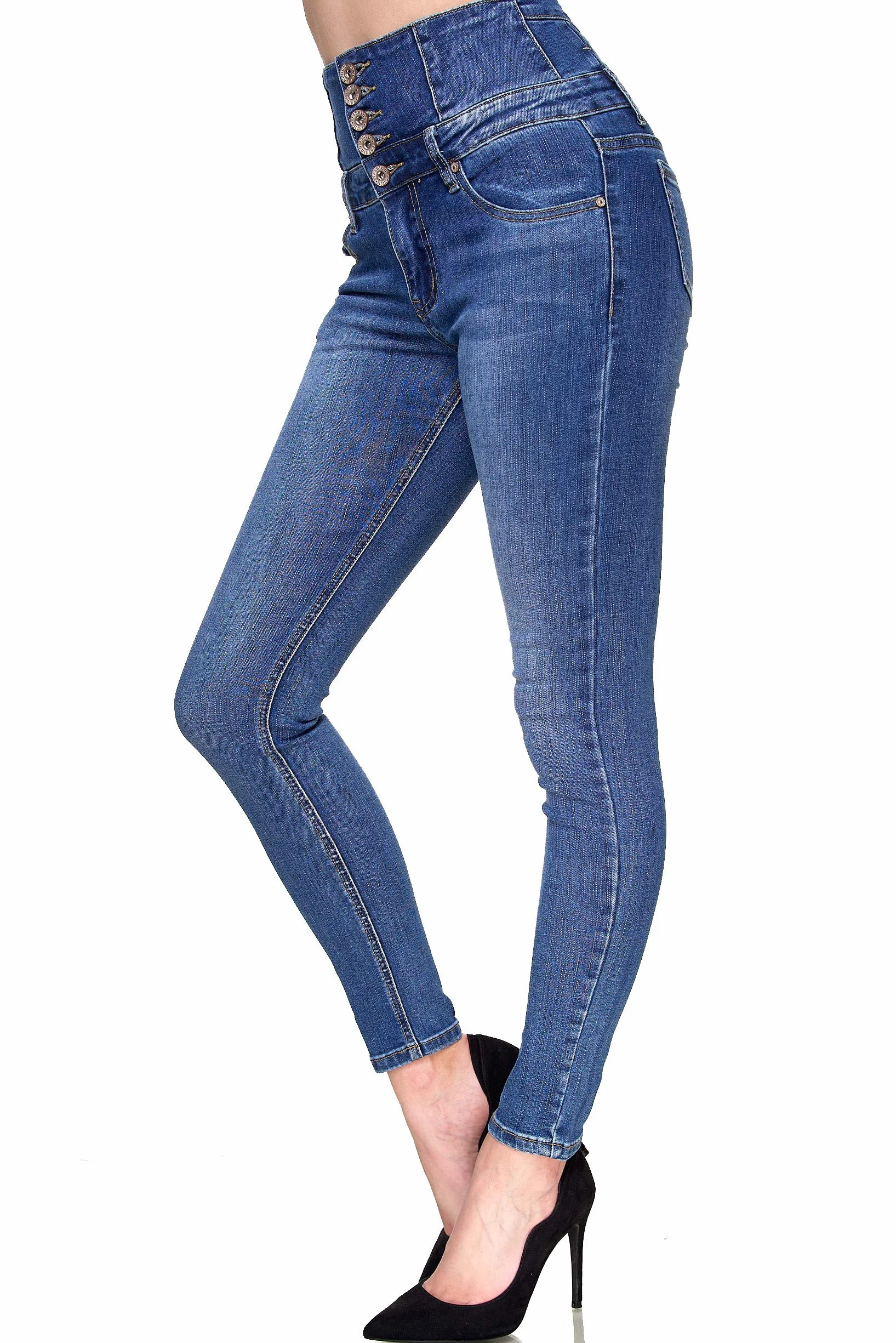 Elara Damskie Elastyczne Jeansy z Wysokim Stanem