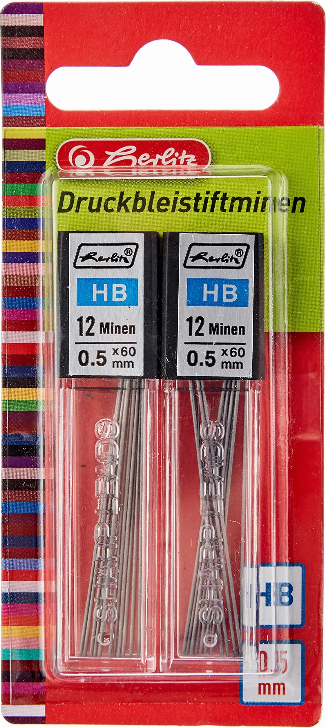 Herlitz® Rysiki do ołówka automatycznego 0,5mm HB 24 sztuki | Wkłady Wymiennik Grafitowe | Długość 60mm | Do Szkoły Pracy Biura Na studia | Komfortowe i Gładkie pisanie