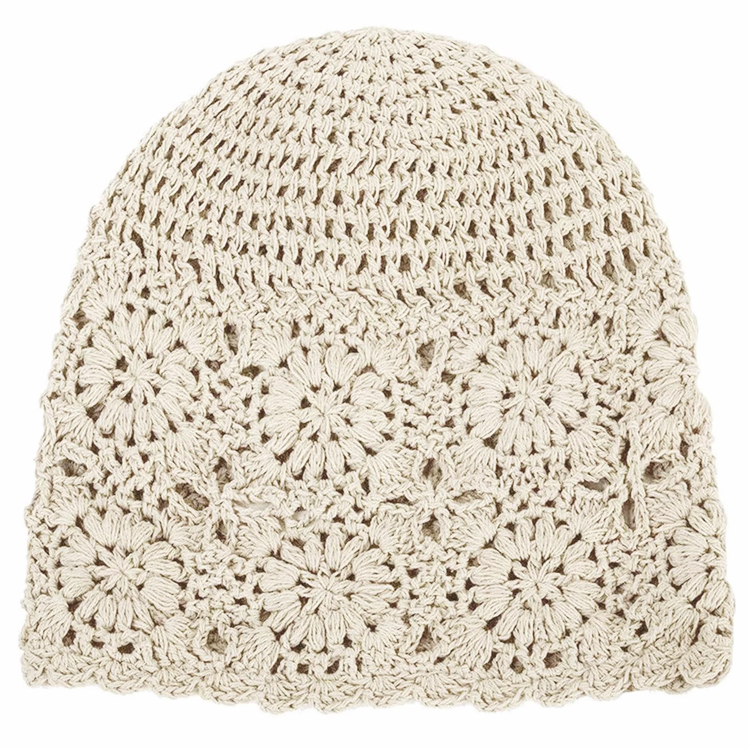 1 sztuka szydełkowa czapka bawełniana, letnia luźna czapka beanie, cienka czapka bawełniana, szydełkowa czapka, czapka damska, pasuje do różnych kształtów głowy i twarzy (beżowa)