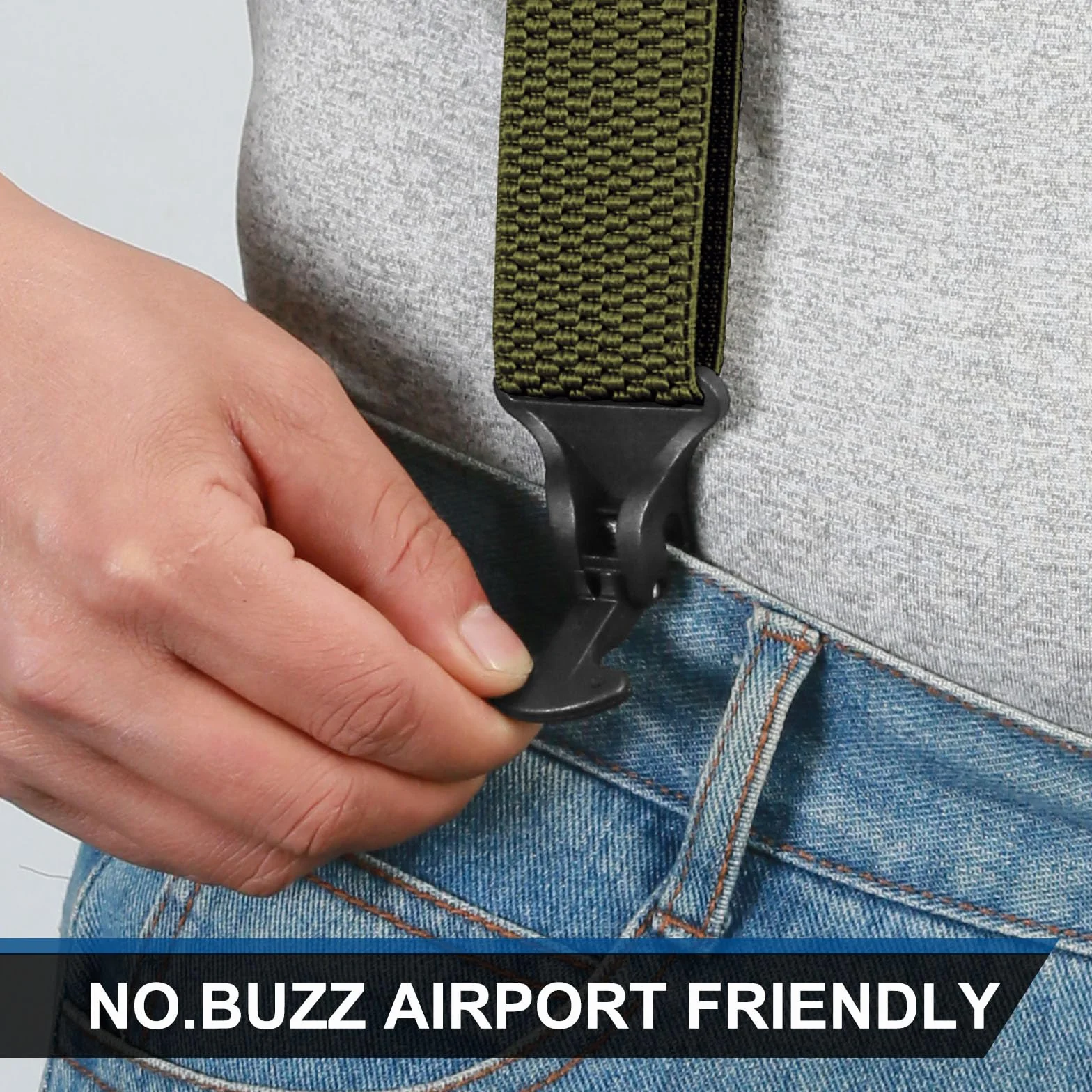 Suspenders for Men Heavy Duty 1,6 cala Wide Airport Friendly Hidden Suspenders with 4 Plastic Gripper Clasps Adjustable Elastic Braces for Casual Work X-Back ciemnozielone