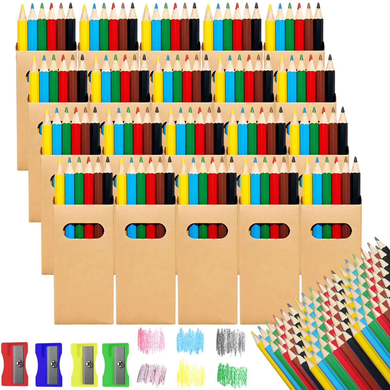 Zestaw 120 małych kredek (20 x 6 sztuk) mini kolorowe kredki