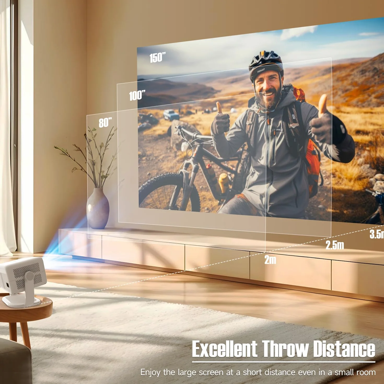 Magcubic Mini Smart Beamer 4K 1080p Supported, przenośny projektor z systemem WiFi 6 Bluetooth 5.4, autofokus HY350 max 12 W, obracany o 180°, inteligentny projektor, kino domowe (Biały)