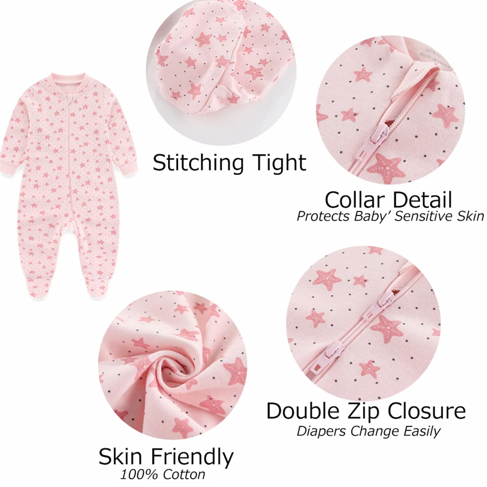 MAMIMAKA Newborn Baby Boys Christmas Sleepsuit 2-way Zip Pajama do zabawy i snu