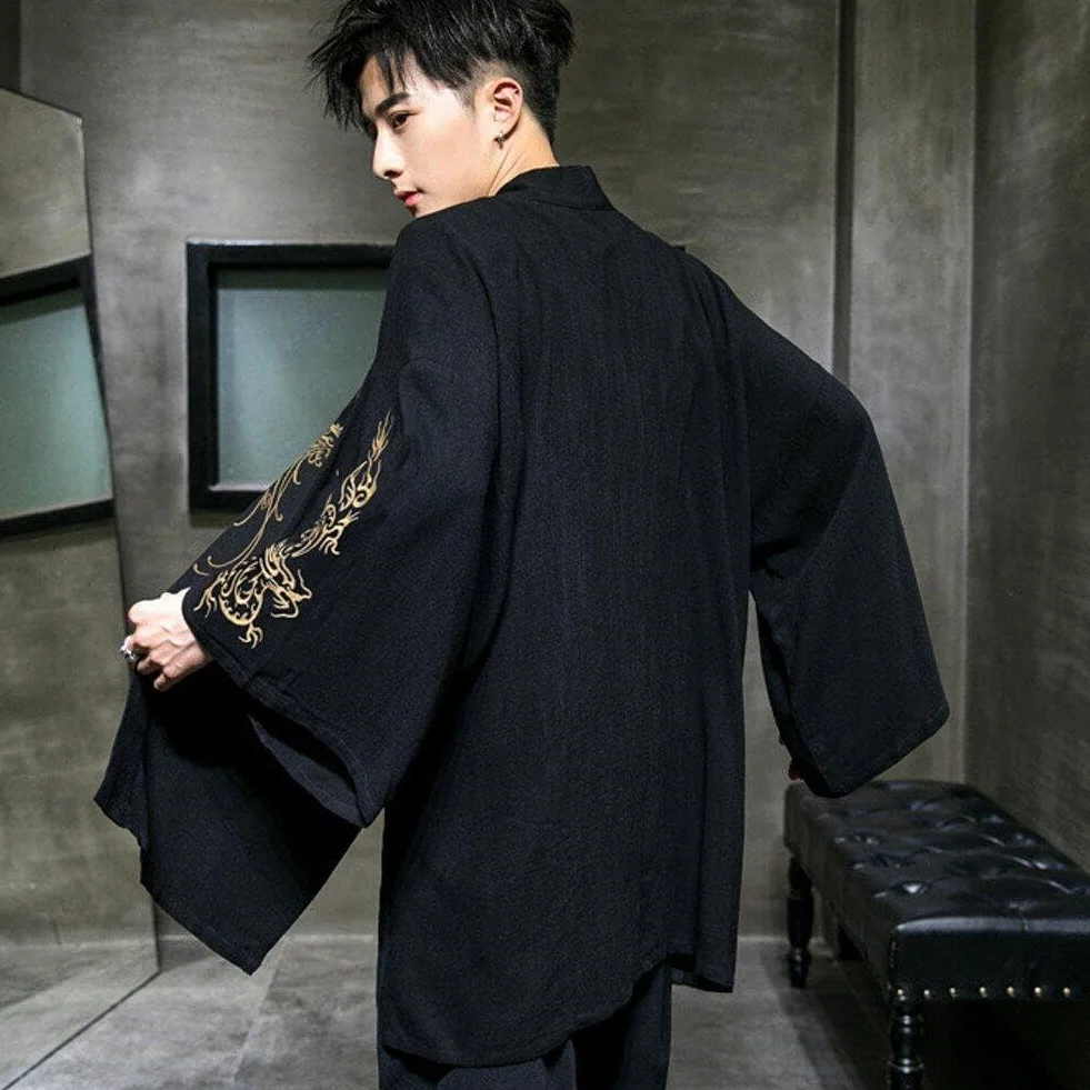 japoński kardigan kimono męski Haori Yukata męski kostum samurajowski kimono kurtka kimono Yukata Haori