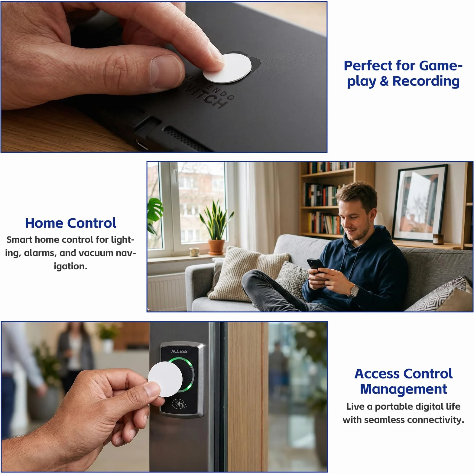 TNSLAND 50 sztuk znaczników NFC (25 mm), karty NFC z chipem NTAG215 do wielokrotnego zapisu, pamięć 504 bajtów, puste programowalne karty NFC, wizytówka do wszystkich telefonów i urządzeń