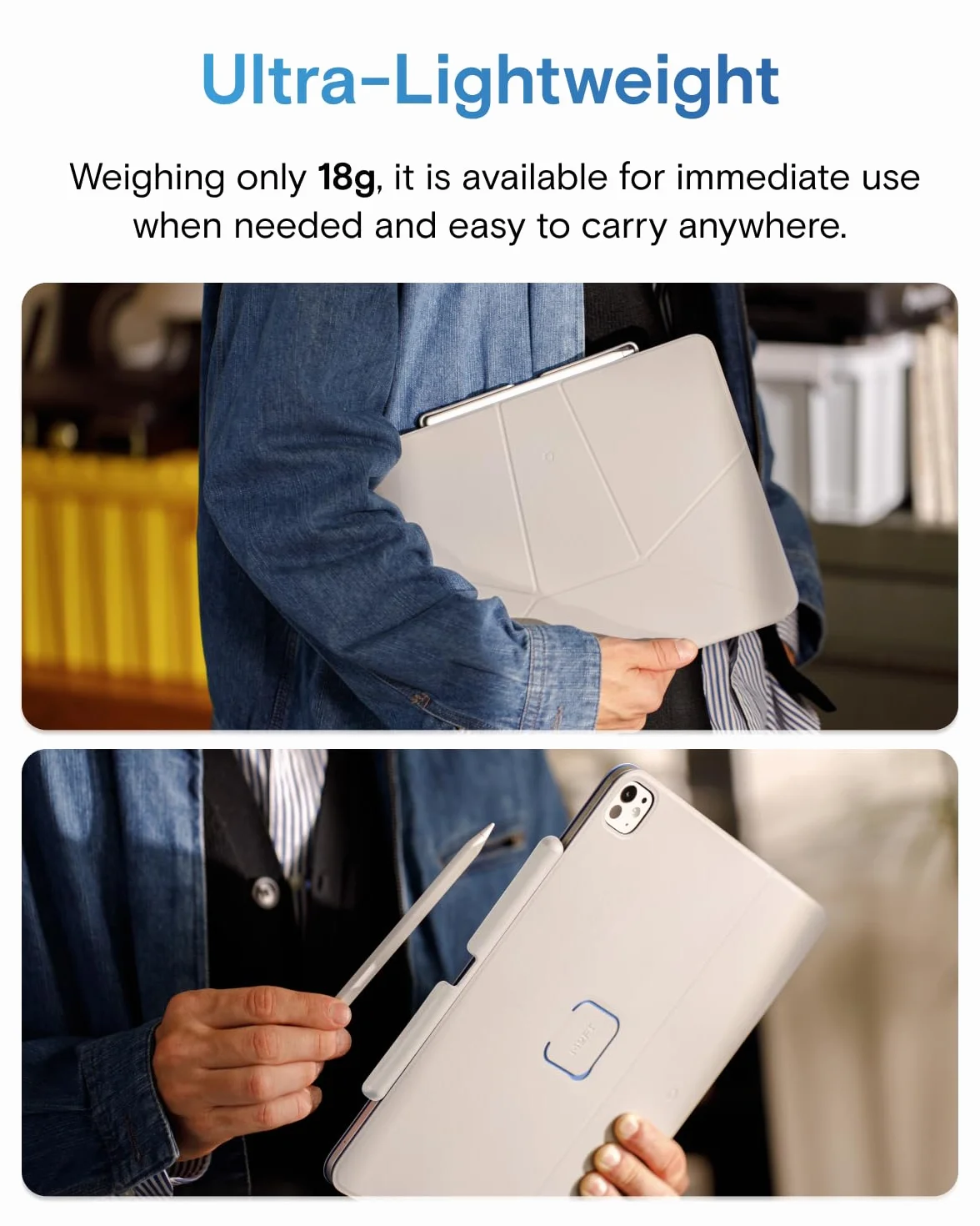 MOFT Uchwyt na długopis kompatybilny z Apple Pencil Pro / 2. generacji / złączem USB-C. Kompatybilny z Apple Smart Folio, MOFT Dynamic i Float Folio, biały