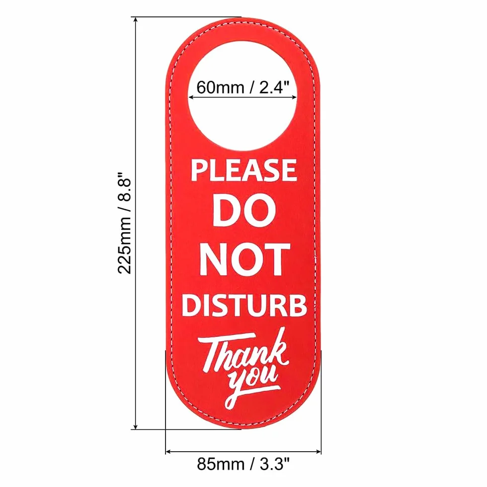 Znak "Do Not Disturb" wieszak na drzwi, opakowanie ze skóry PU, dwustronna gałka do drzwi, znak prywatności do biura, spotkania domowego, czerwony