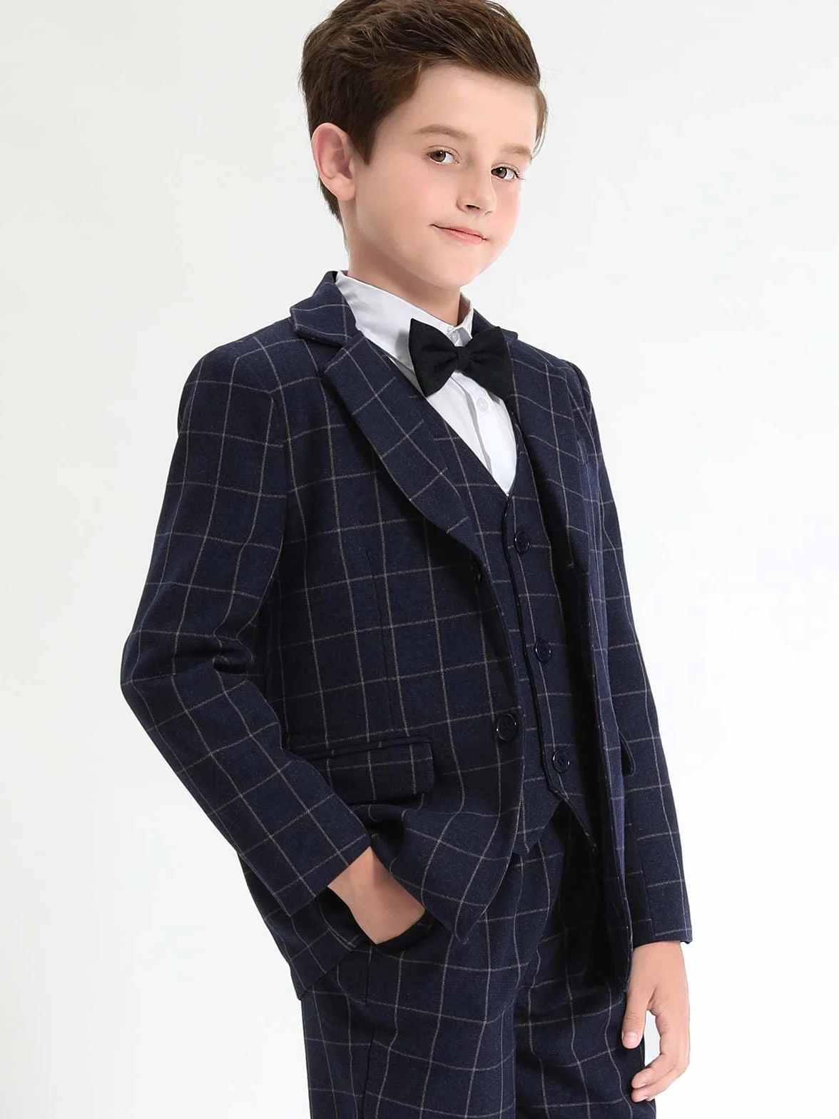 mintgreen Chłopcy Garnitur Blazer 2PCS Formalna Ślub Stroje Projekt + Spodnie + Bowtie 5-12 Lata