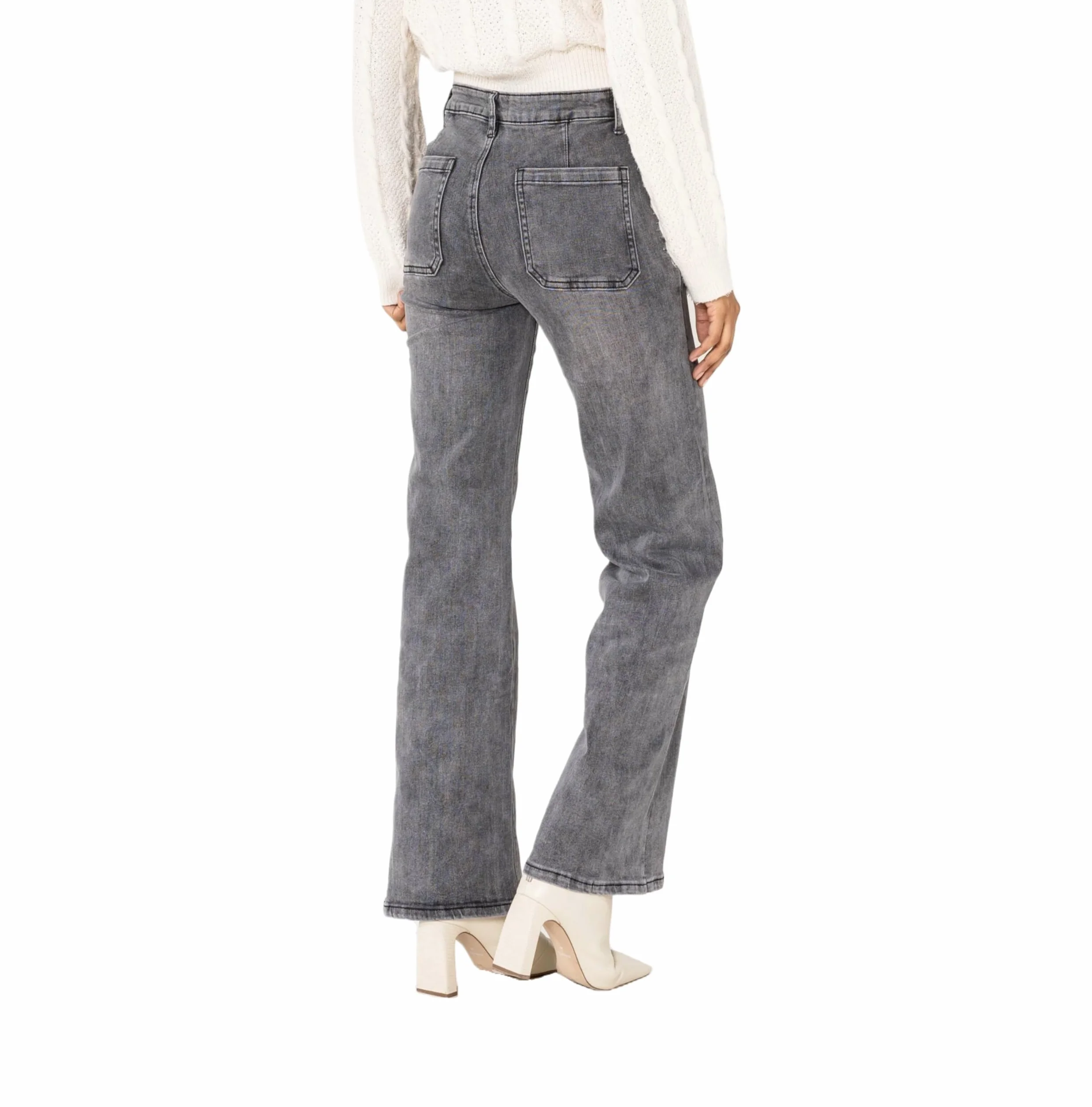 Nina Carter P195 damskie spodnie jeansowe Flared Bootcut High Waist Jeans