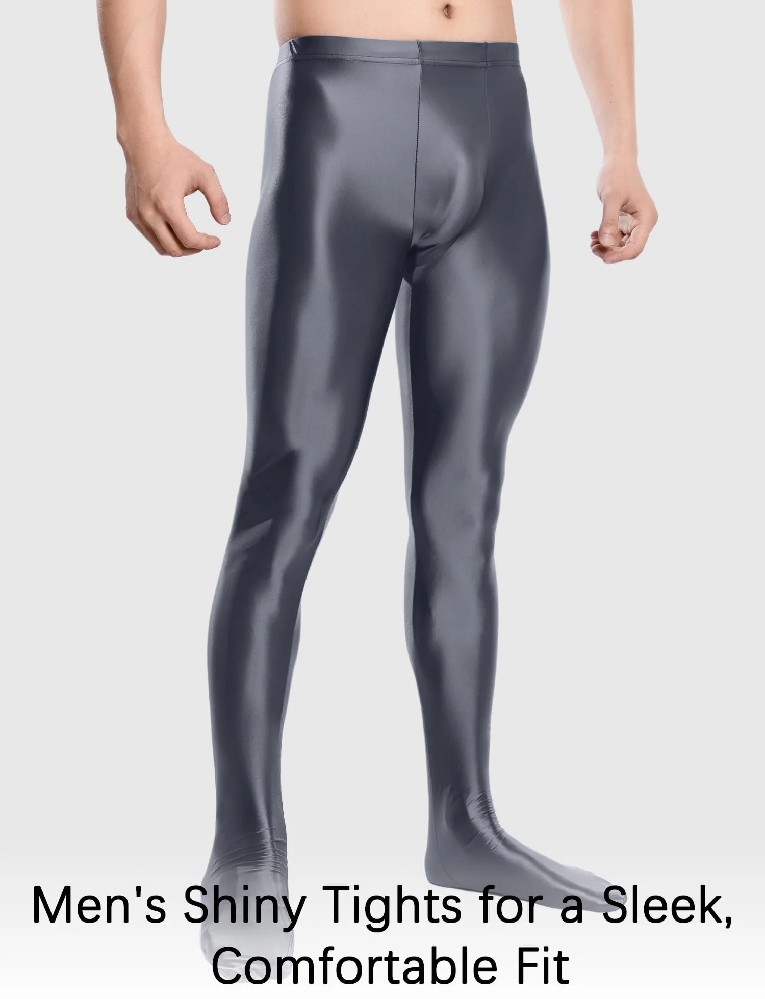 AIEOE Błyszczące legginsy dla mężczyzn błyszczące rajstopy z wysokim stanem obcisłe legginsy olejne błyszczące pończochy jedwabiste rajstopy błyszczące skarpetki do spodni rozciągliwe rajstopy