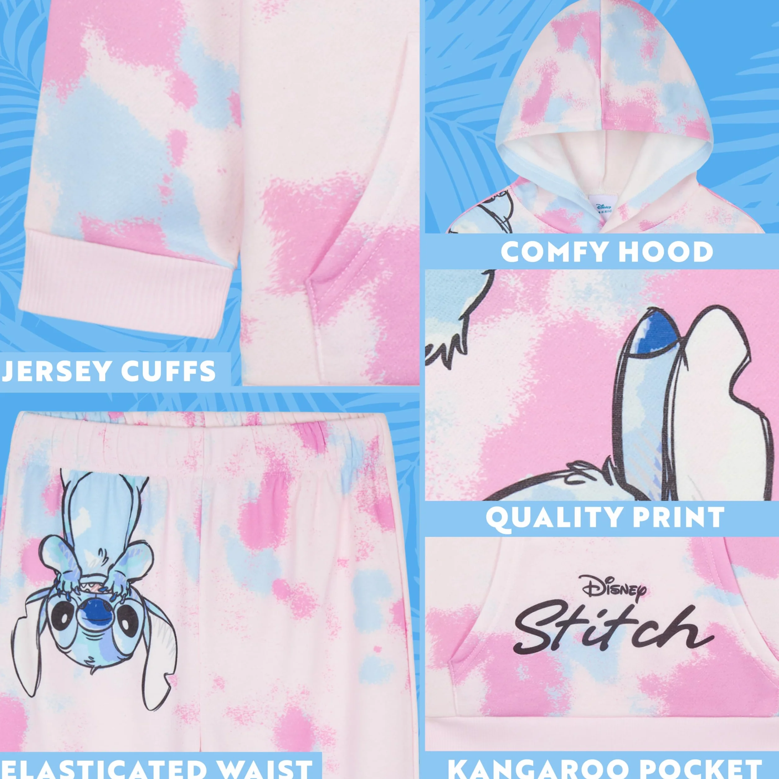 Disney Stitch dres dziewczęcy bluza z kapturem joggery 2 szt