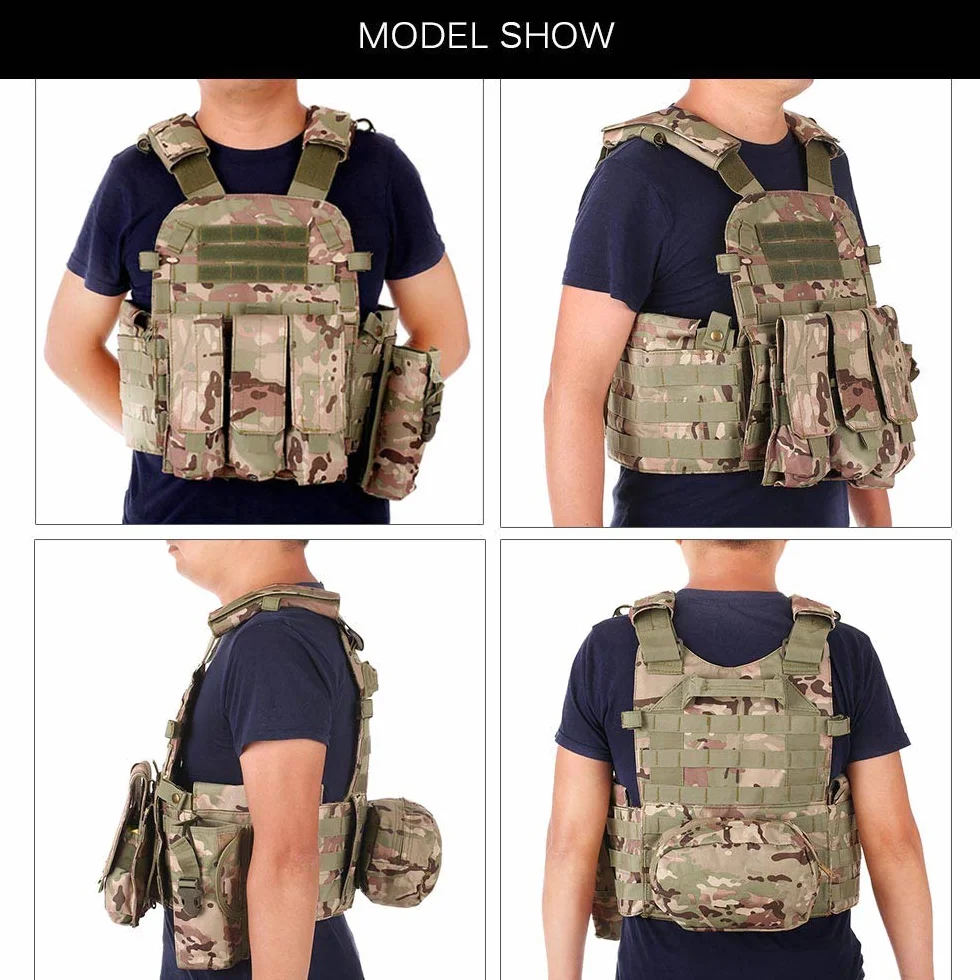 Lixada Outdoor Modular Molle Kamizelka Polowanie na Pierś Carrier Kamizelka z Kieszeni Nawodnienia