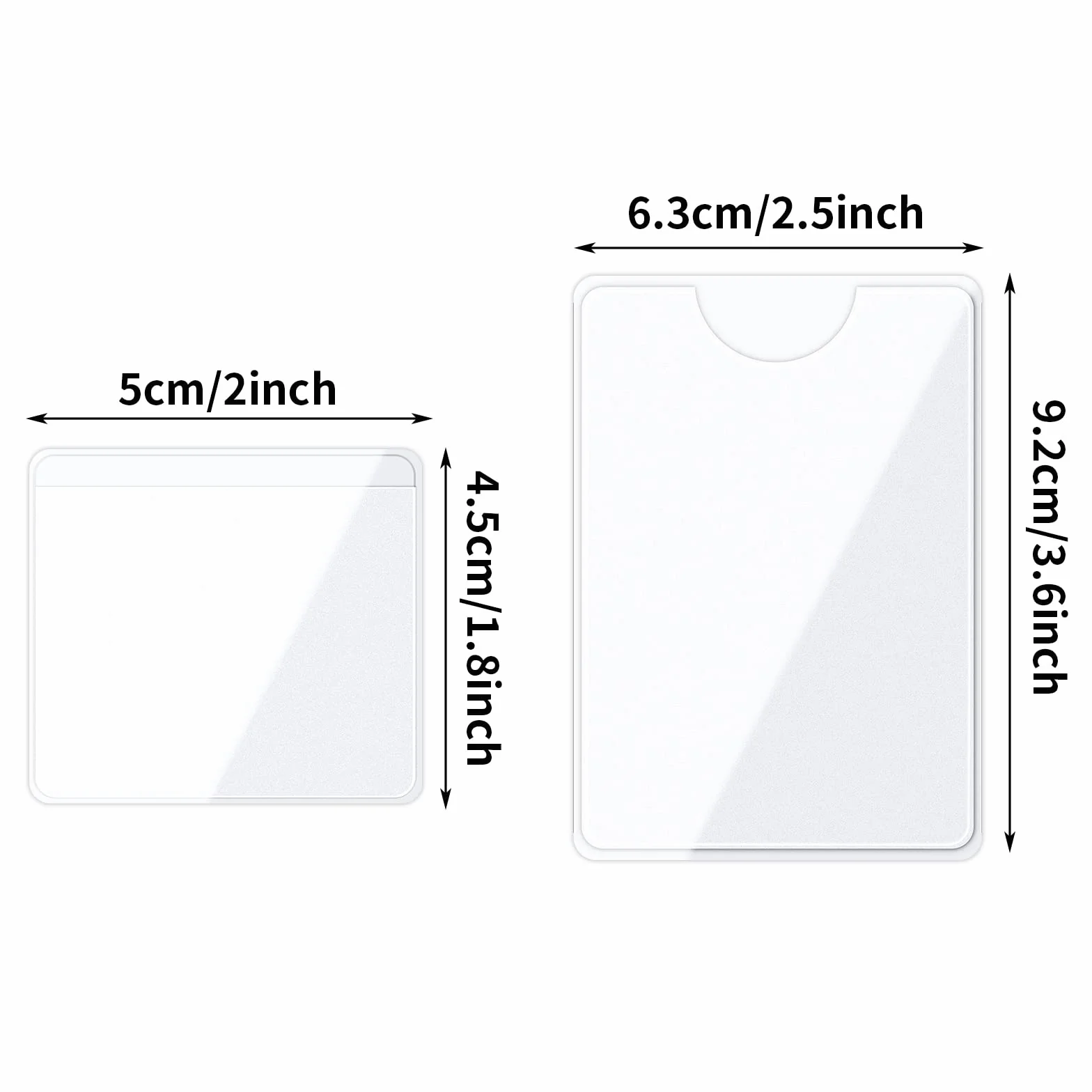 Samoprzylepne etui na karty indeksowe, 2 rozmiary, przezroczyste etui na karty z otwieranym u góry do organizowania i ochrony kart indeksowych, zdjęć, etykiet na teczki (9 x 6 cm, 5 x 4,5 cm)