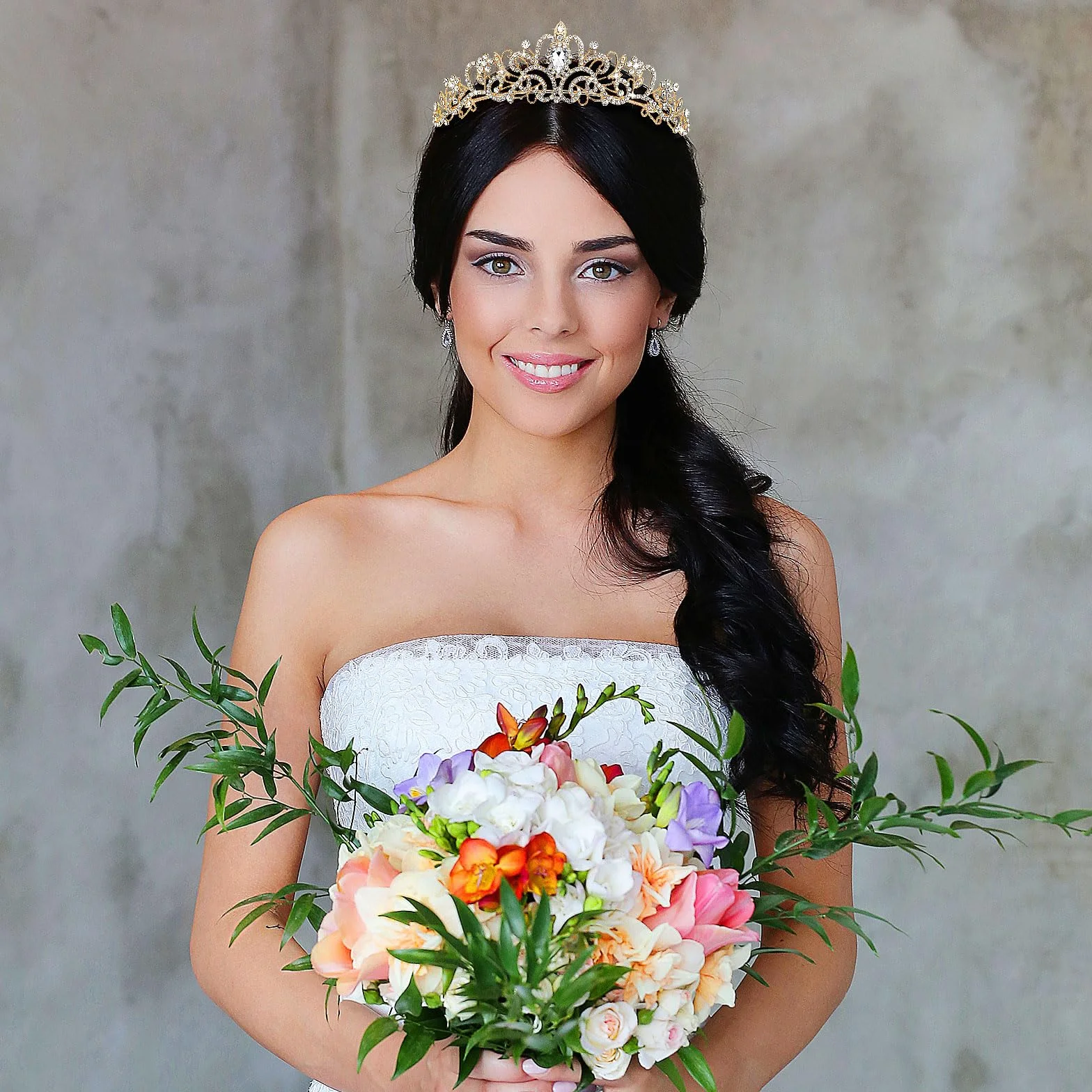 Elegancka korona księżniczki dla dziewcząt, kobiet, tiara, kryształowa tiara, opaska z kryształem górskim, na prezent, biżuteria do włosów na wesele, imprezę taneczną, Einheitsgröße, stop metali, Stop
