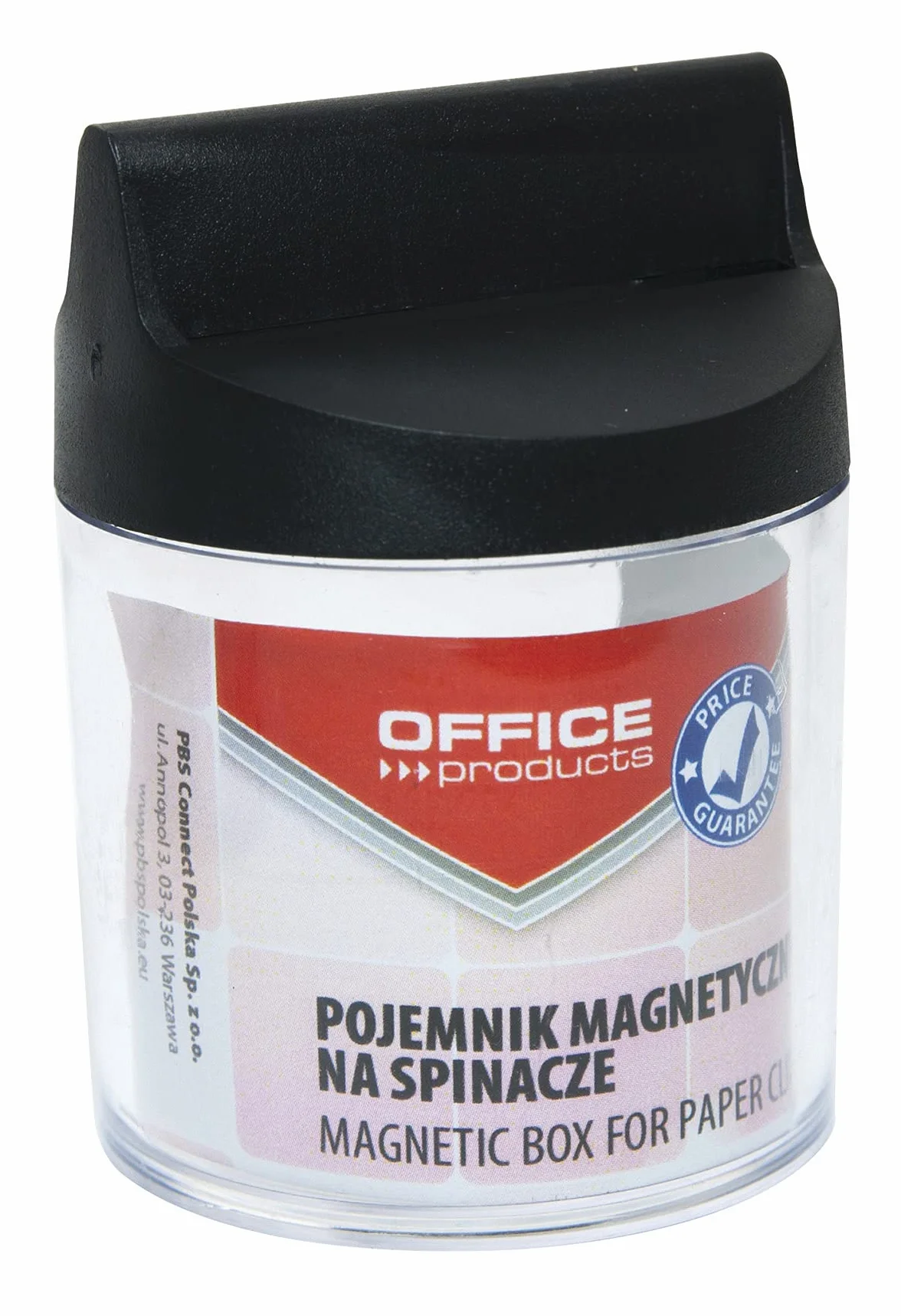 Pojemnik Magn na Spinacze OFFICE PRODUCTS Okrągły bez Spinaczy Transparentny/Drobne Akcesoria Biurowe/Typ-Magnetyczny/Rodzaj-na Spinacze/Materiał-Plastik/Kolor-Transparentny