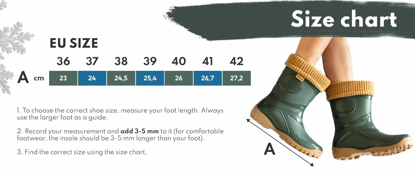 GoTherm 3Kamido Kalosze z ocieplaczem z naturalnej wełny - bardzo wygodne i bardzo ciepłe kalosze z PVC, z antypoślizgową podeszwą, wodoodporne, nieprzemakalne, dla młodzieży i dorosłych