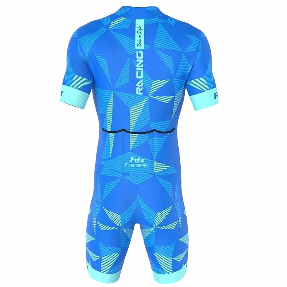 FDX Męski kombinezon rowerowy – wyściełany 3D, oddychający, szybkoschnący strój triathlonowy, jednoczęściowy kombinezon z krótkim rękawem, do treningu rowerowego, odzieży rowerowej