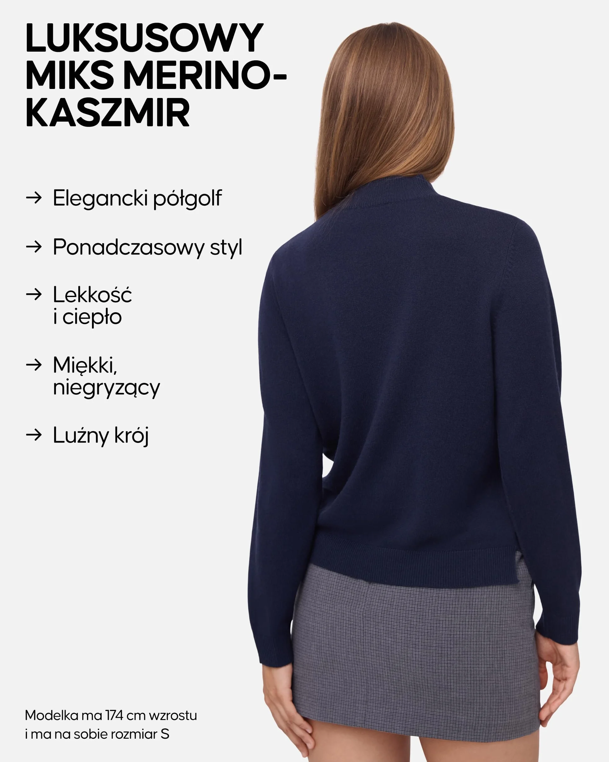 DANISH ENDURANCE Sweter z Wełny Merino z Domieszką Kaszmiru, Damskie Swetry z Dzianiny, Luksusowo Miękkie