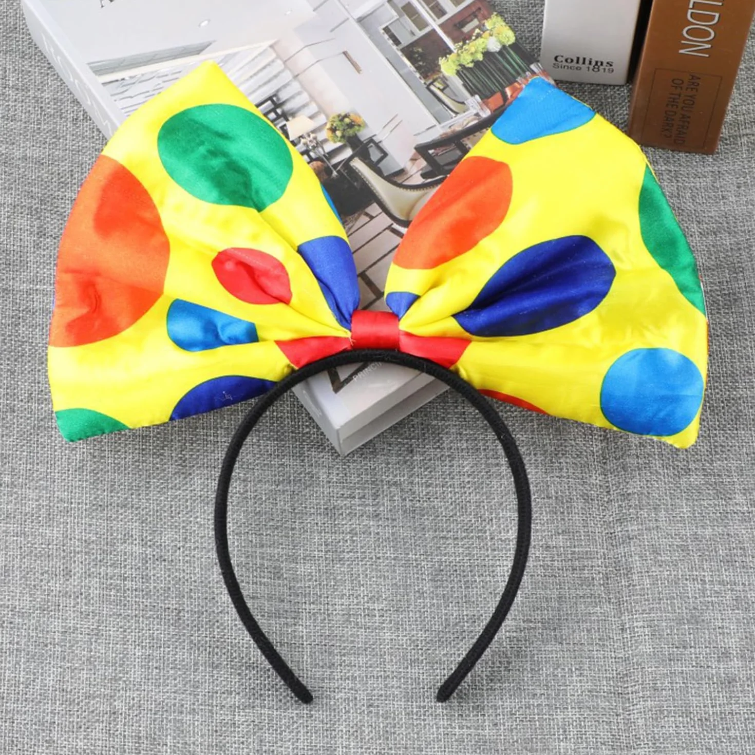 2 szt. Opaski z kokardą w kropki, opaski z klaunami, kolorowe opaski na głowę, śmieszne nakrycia głowy, akcesoria do cosplayu, akcesoria do kostiumów na imprezę