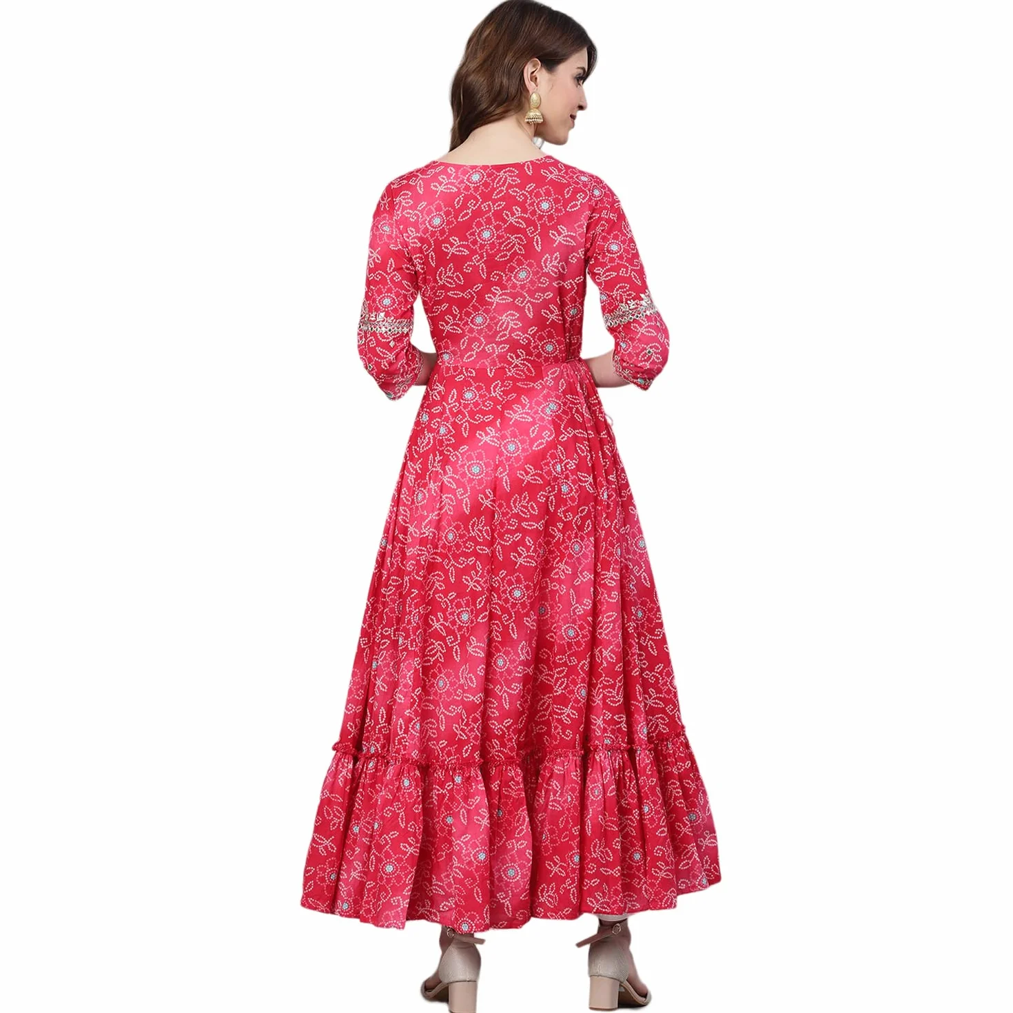 ishin Damska kurta z wiskozy Rayon Anarkali zdobiona