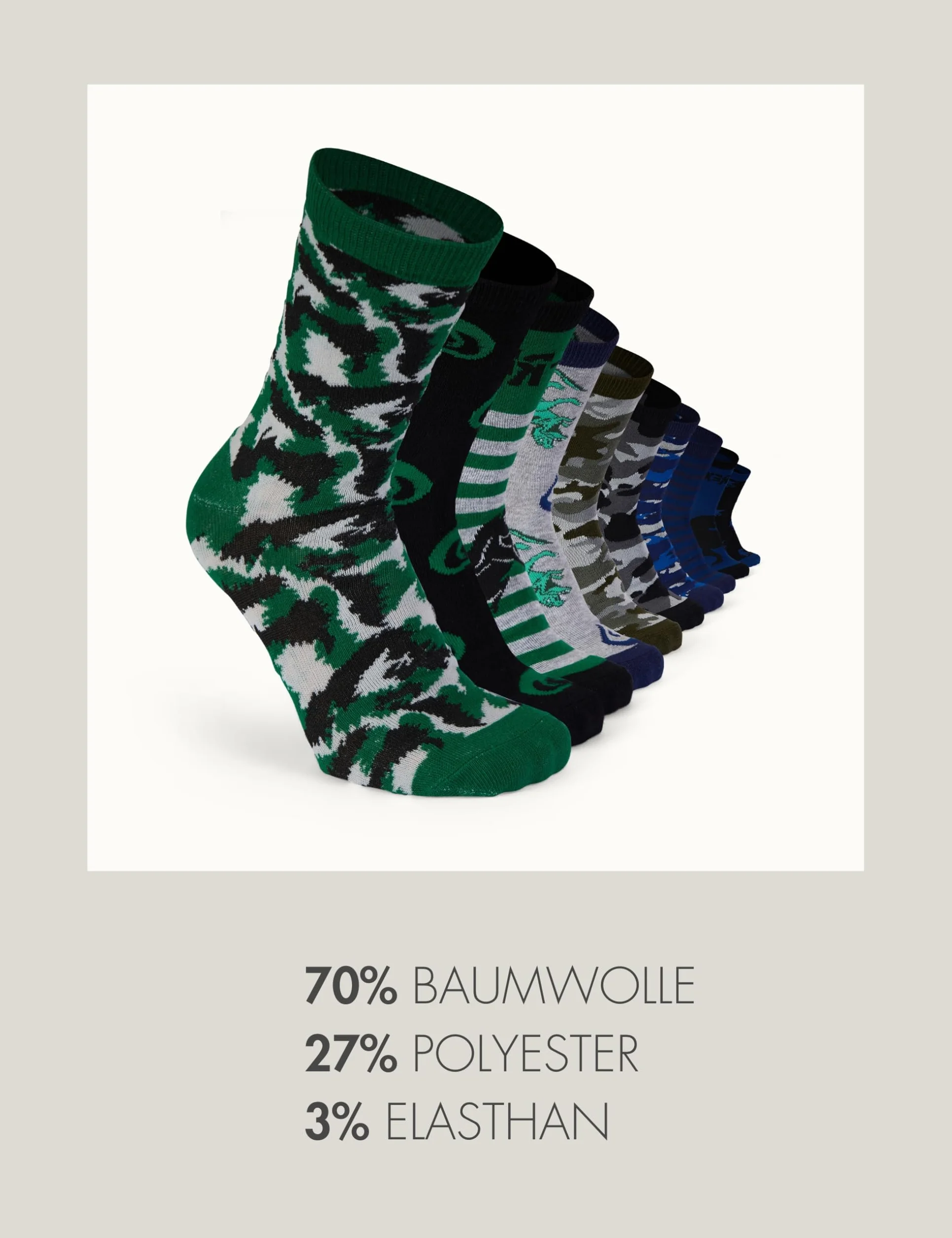 Basic Treasure 10 par skarpetek dziecięcych dla chłopców lub dziewczynek, krótkie lub długie, kolorowe skarpetki, 70% bawełny Skarpetki dziecięce OEKO-TEX