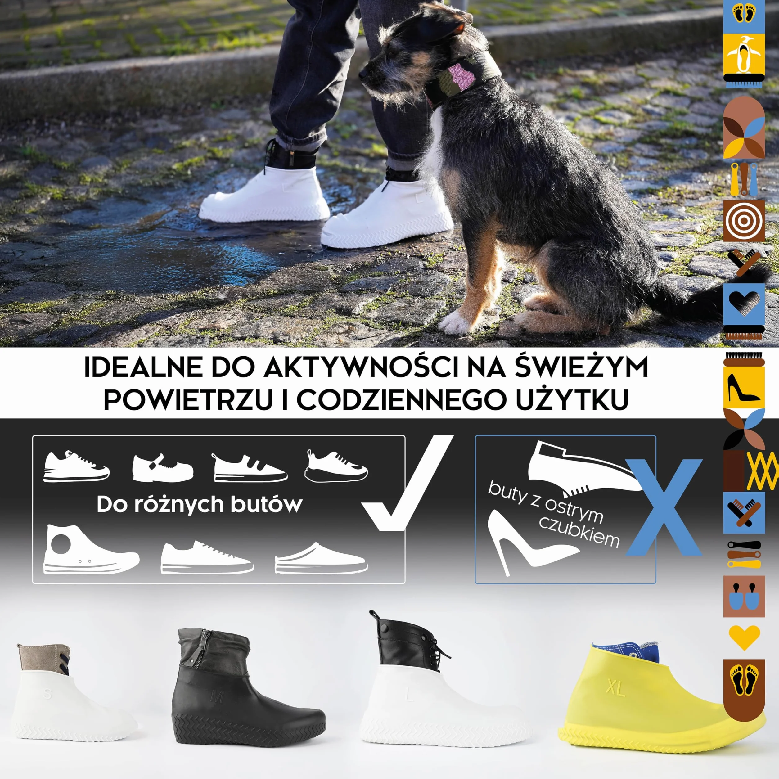 biped 1 para wodoodpornych pokrowców na buty - silikonowe pokrowce na wiele butów - antypoślizgowe ochraniacze na buty przed deszczem i błotem z2924