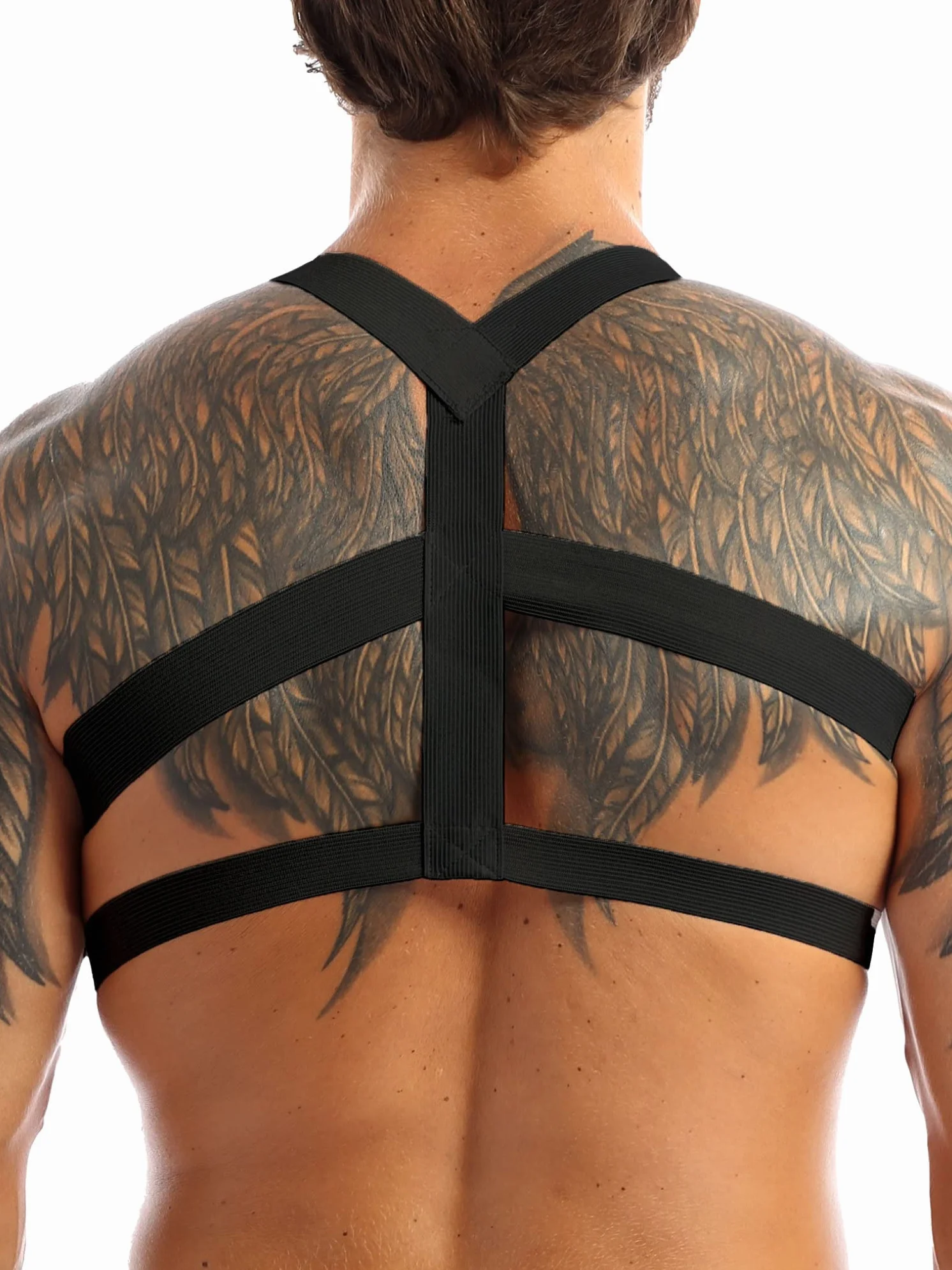 Freebily Body Chest Uprząż Męski Gej Nylon Wiszący Sportowy Pas na klatkę piersiową Uprząż Seksowna Bielizna Gorąca Otwarta Podkoszulek Kulturystyka Pasek Steampunk Top