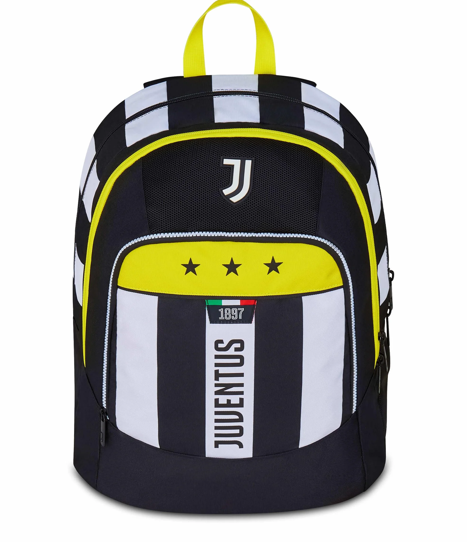 Seven Juventus Advanced plecak szkolny, czarno-biały, podwójna komora i kieszeń na butelkę, 29 l, szkoła podstawowa, plecak dla dzieci, piłka nożna, czarne, Taglia unica, Casual