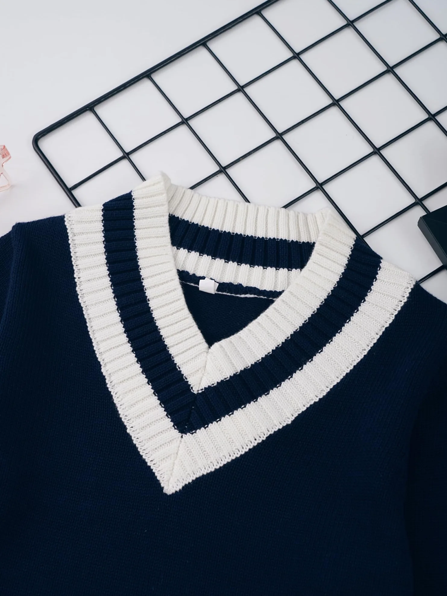 Agoky Chłopięcy sweter z długim rękawem w paski, delikatny krój, ciepły top, na jesień i zimę, mundurki szkolne JK