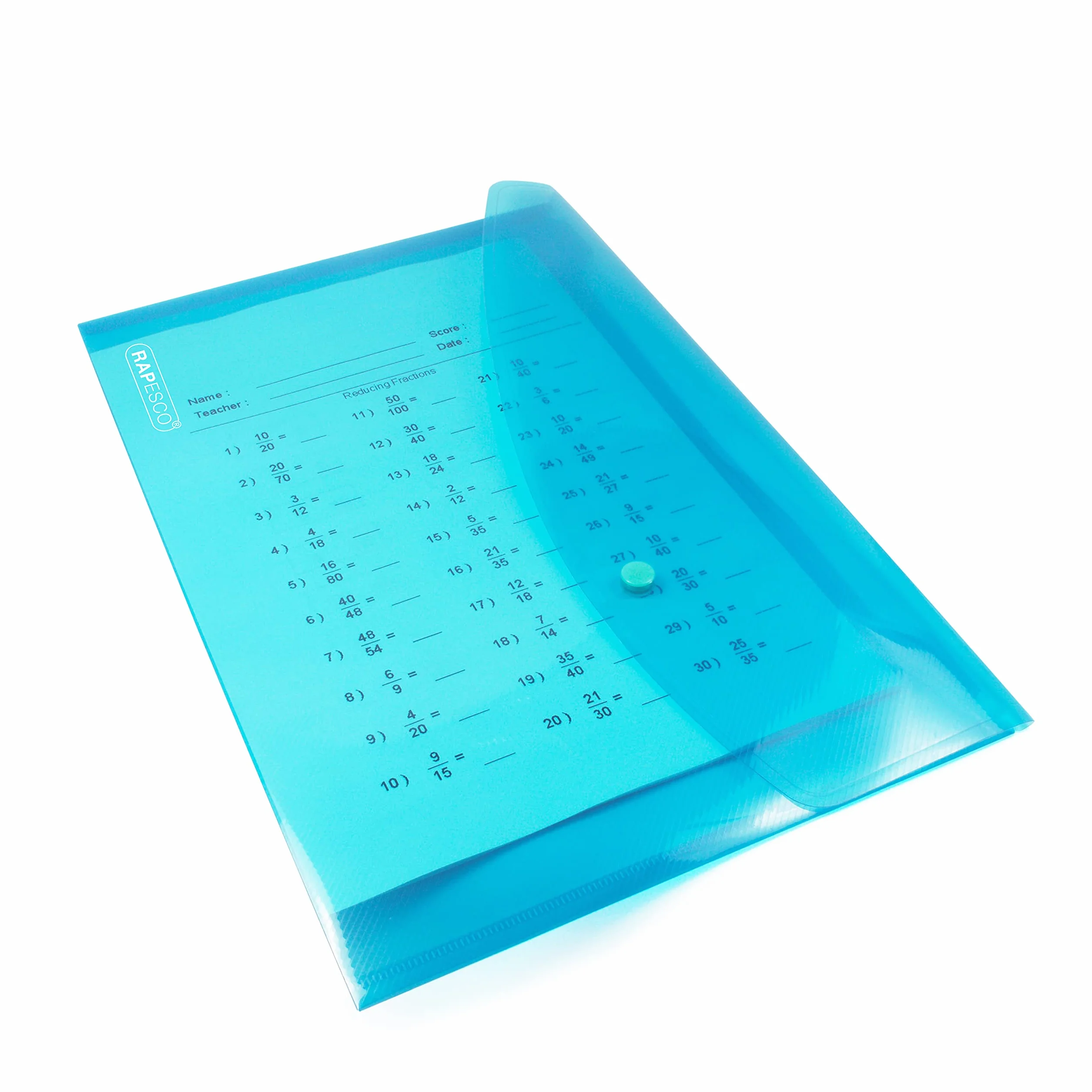 Rapesco 0688 ECO Recyklingowanego Plastikowe Portfele, A4+, Różnie Jasne Przezroczyste Kolory, Opakowanie 5
