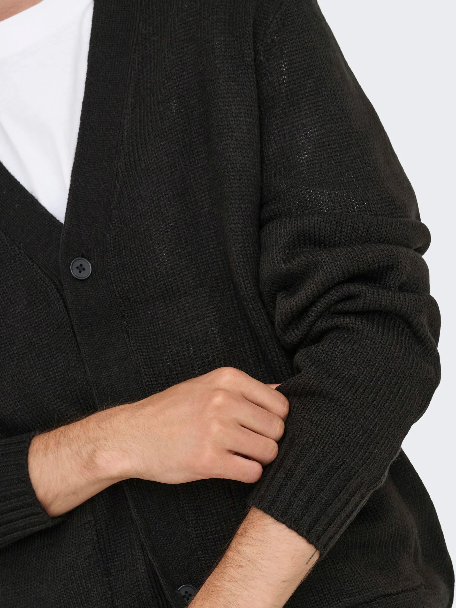 Only & Sons Knit Onsmajor RLX dzianinowy kardigan męski, czarny, S