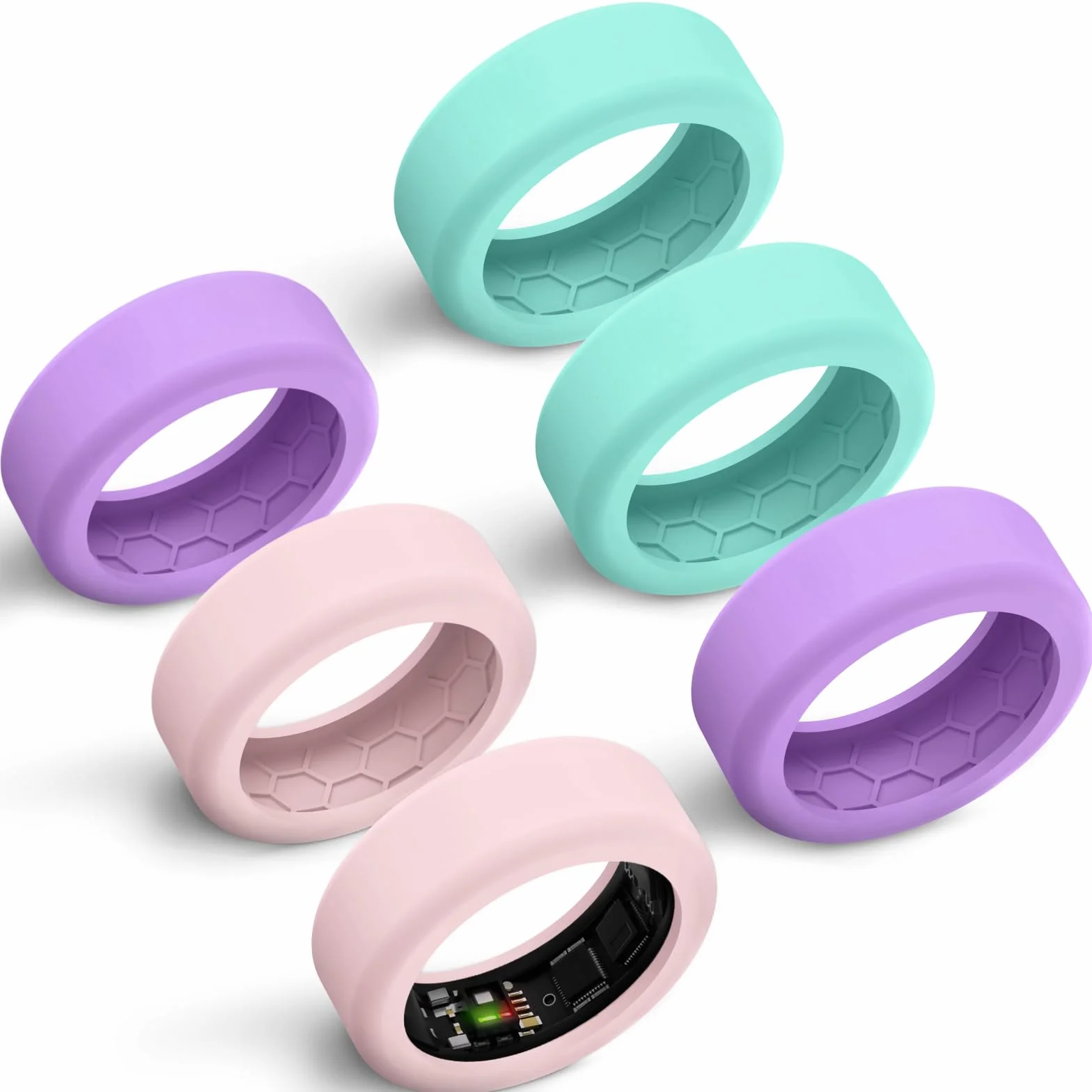 6-pak inteligentnych etui pasuje do 7 mm i 8 mm Ring Smart, odporne na zarysowania silikonowe etui do ćwiczeń na siłownię inteligentne pierścienie ochraniacz dla kobiet mężczyzn