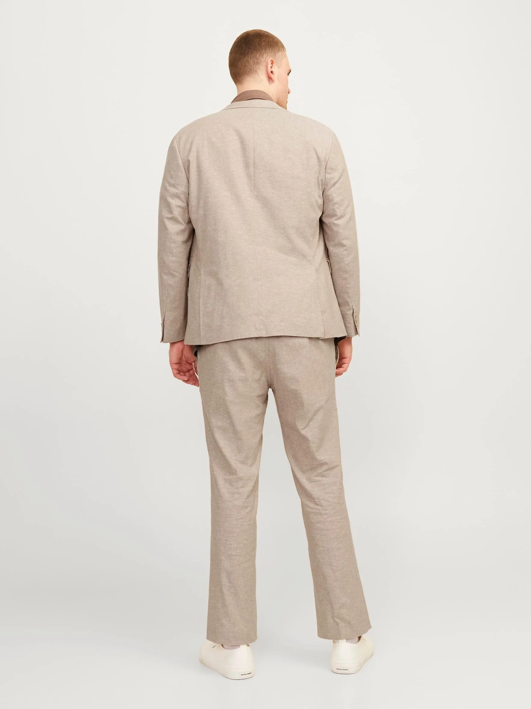 JACK & JONES Jprriviera Linen Suit Slim Fit Sn Pls garnitur męski, Trawertyny/Krój: slim fit, 66 Duże rozmiary