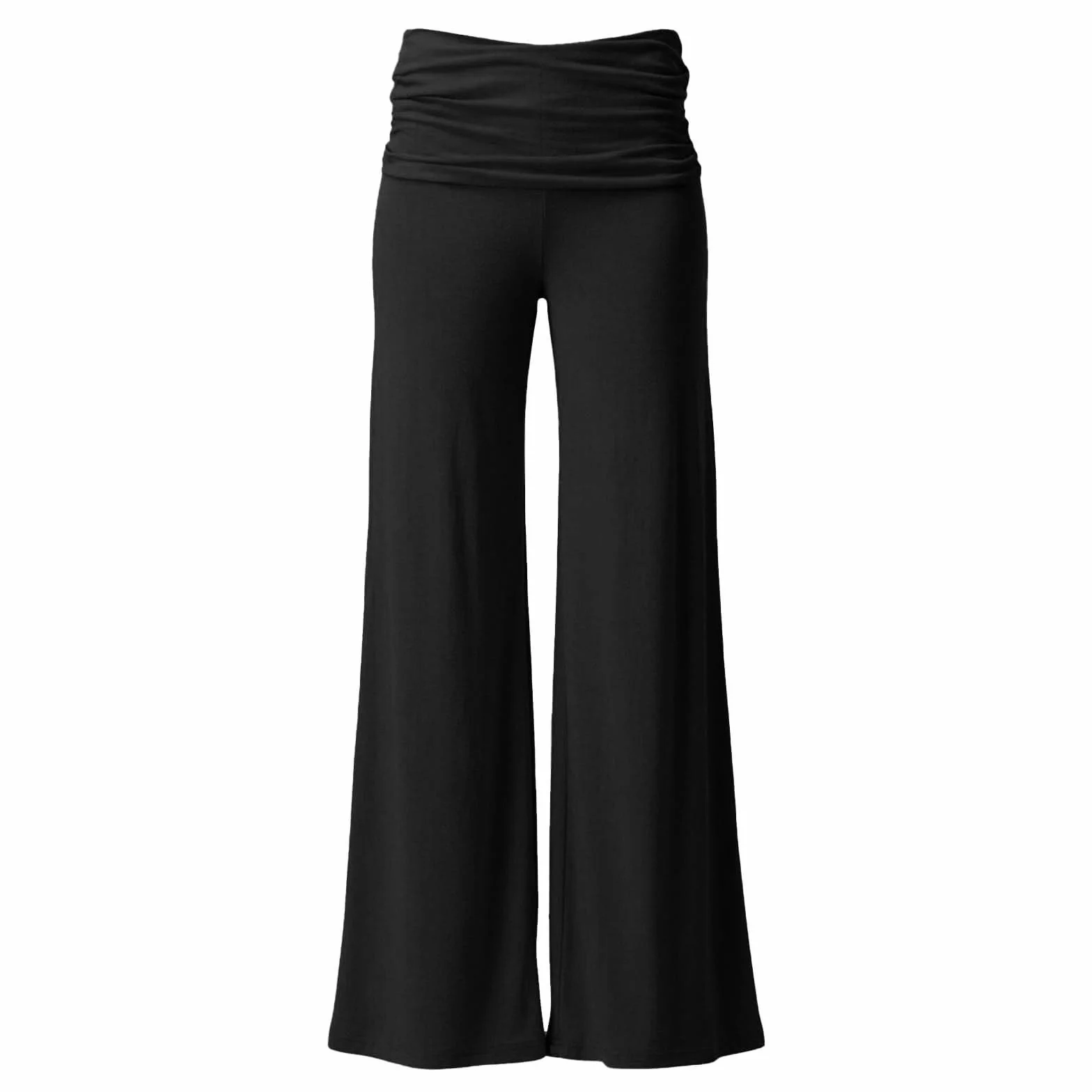 Coral Fold Over Yoga Pants damskie szerokie spodnie z marszczeniem, luźne spodnie do jogi, koralowe, plisowane spodnie Palazzo, z wysokim ściągaczem