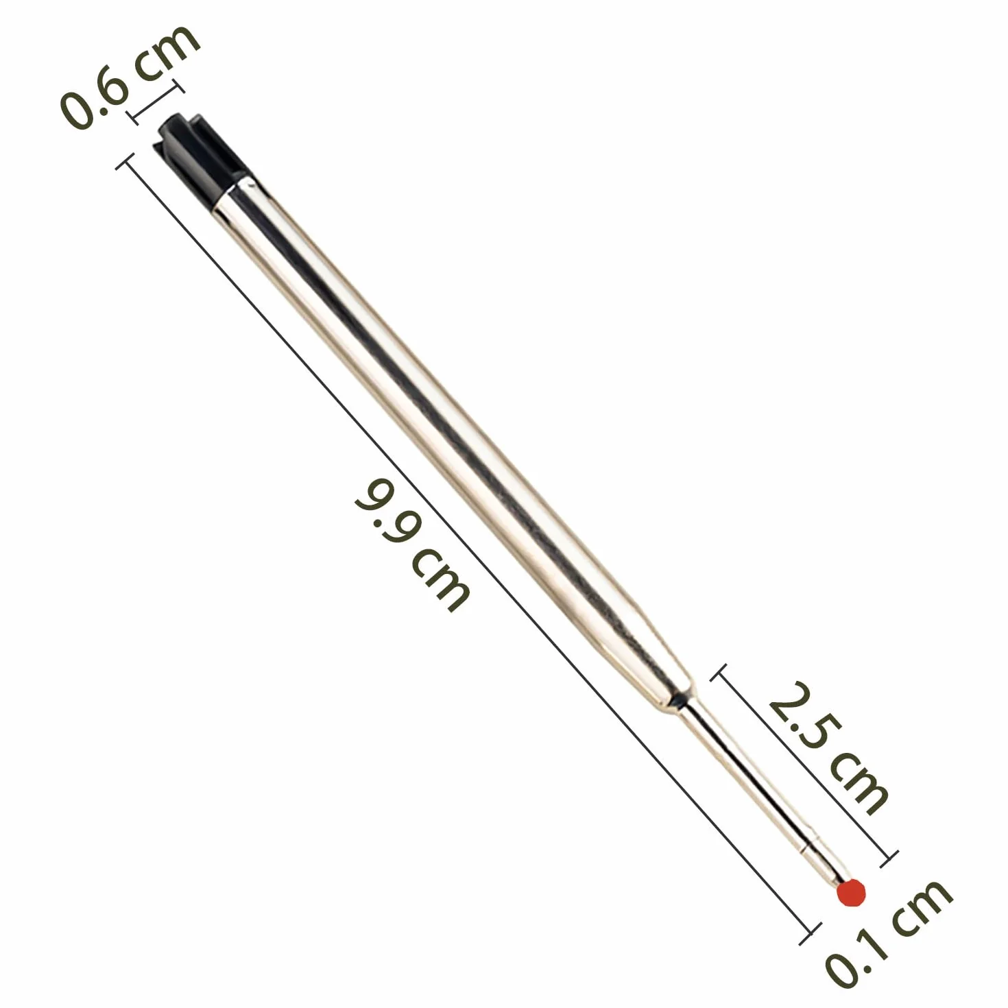 10 sztuk wkładów do długopisu, wkład do długopisu, wkład do długopisu, wymienne metalowe wkłady do formatu G2, szerokość kreski 1,0 mm M, kolor pisania (czarny)