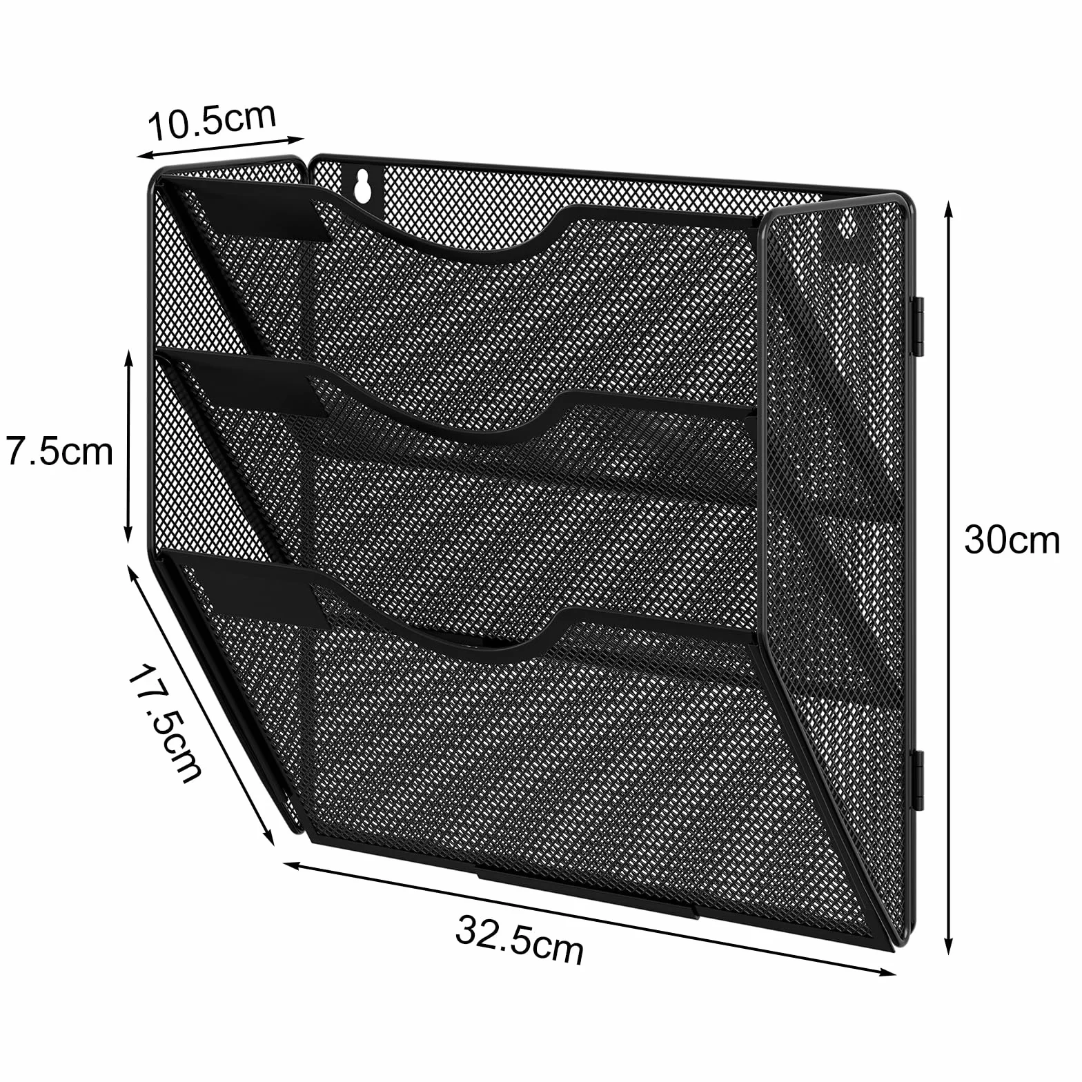 EasyPAG Uchwyt Ścienny na Dokumenty A4 3 Przedziały Metal Siatka,Ścienny Stojak na Pocztę,Wiszący Organizer na Dokumenty,Przechowywanie Czasopism do Domu & Biura,Czarny