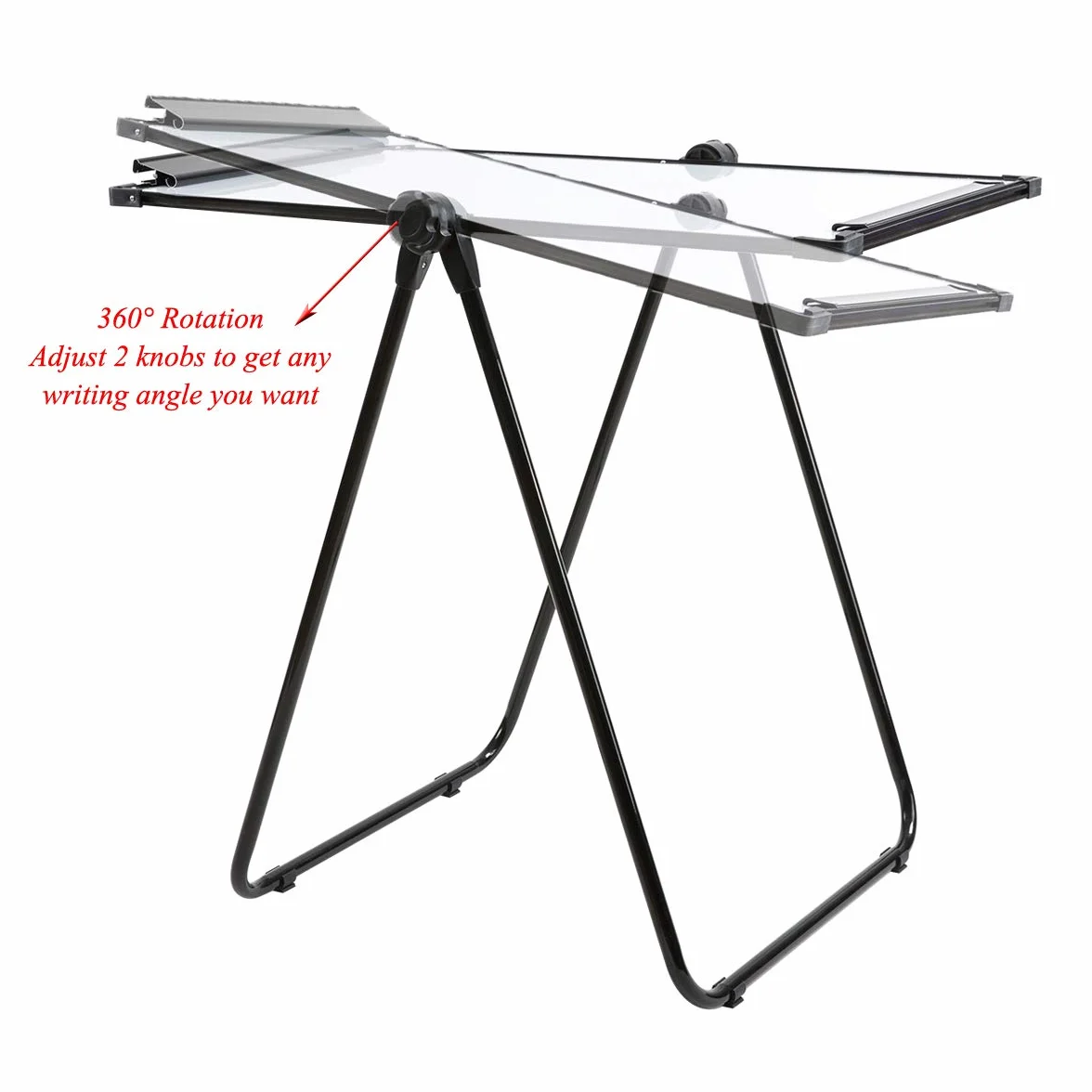 DOEWORKS 90 x 60 cm Magnetyczny stojak w kształcie litery U tablica / sztaluga dwustronna, biała tablica, regulowana wysokość i podpórka w kształcie litery U