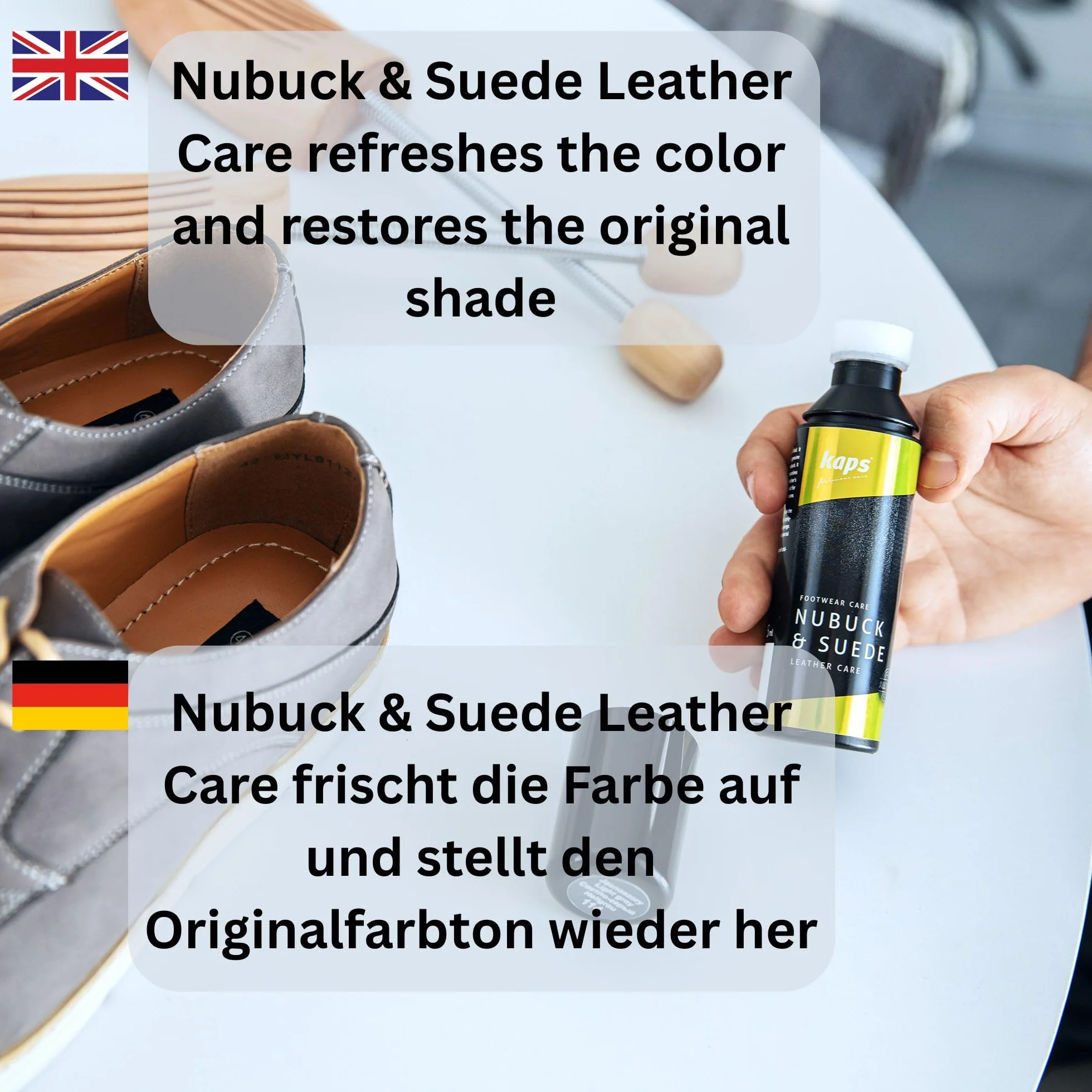 Kaps Nubuck Suede Care - Odżywka do Butów z Nubuku i Zamszu, Preparat Pielęgnacyjny, Aplikator z Gąbki, 7 kolorów