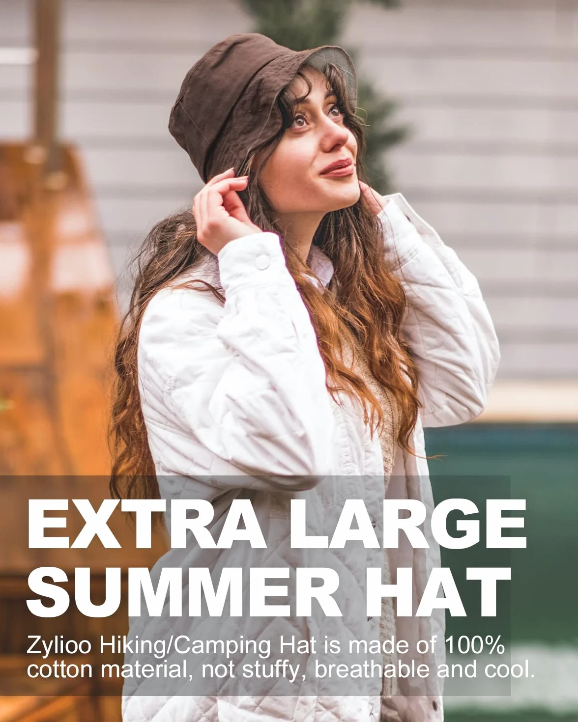 Zylioo Oversize XXL kapelusz typu bucket dla mężczyzn, odwracalne modne czapki rybackie, duży podróżny kapelusz przeciwsłoneczny dwustronny damski