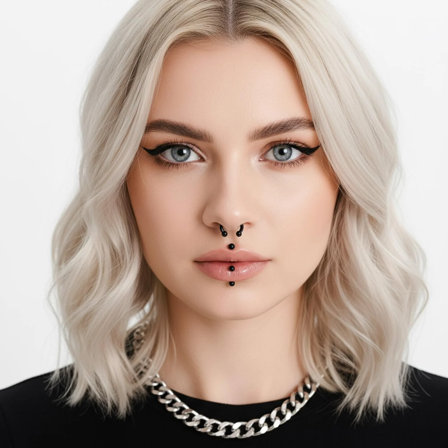 Telooco Pierścienie do przegrody nosowej, stal chirurgiczna, podkowa, obręcz, do brwi, warg, pępka, piercing do przegrody nosowej, biżuteria dla kobiet, mężczyzn, 6, 8, 10, 12 mm, 8 szt., czarne